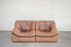 De Sede DS 46 Loveseat Neck Leather Sofa Modul Brown