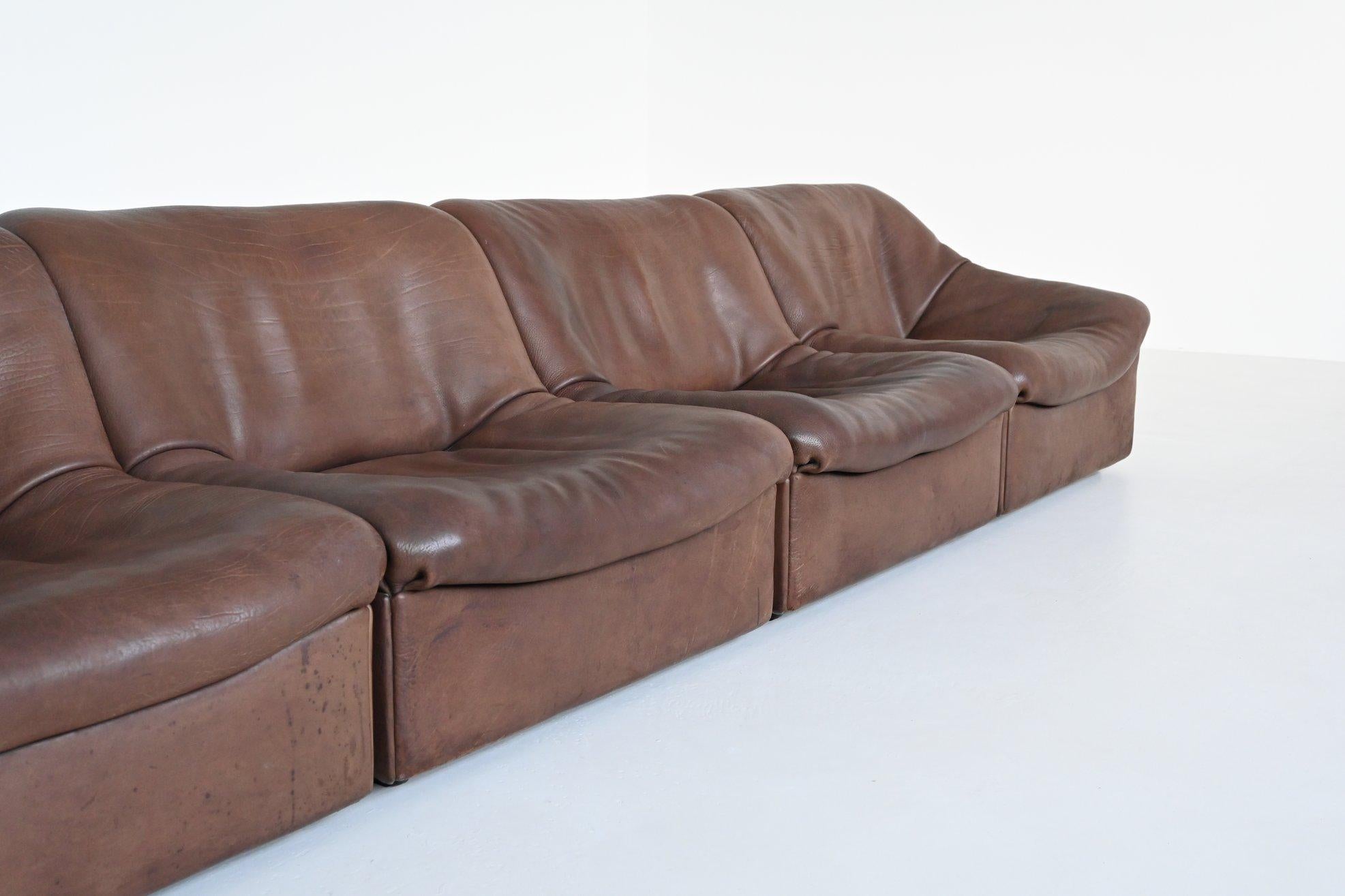 De Sede DS 46 sofá modular cuero de búfalo marrón Suiza 1960 10