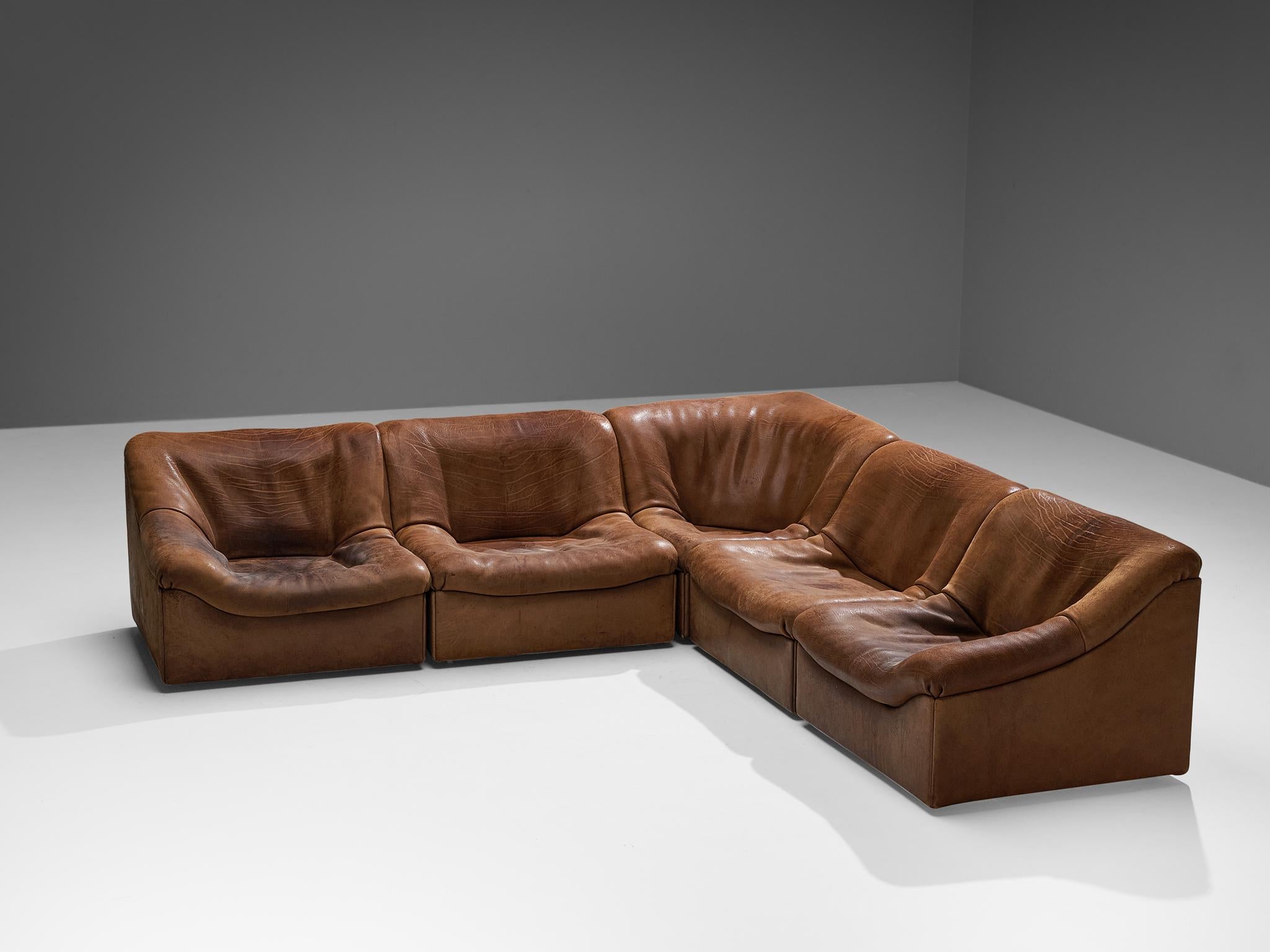 De Sede 'DS 46' Sectional Sofa in Patinated Buffalo Leather 1