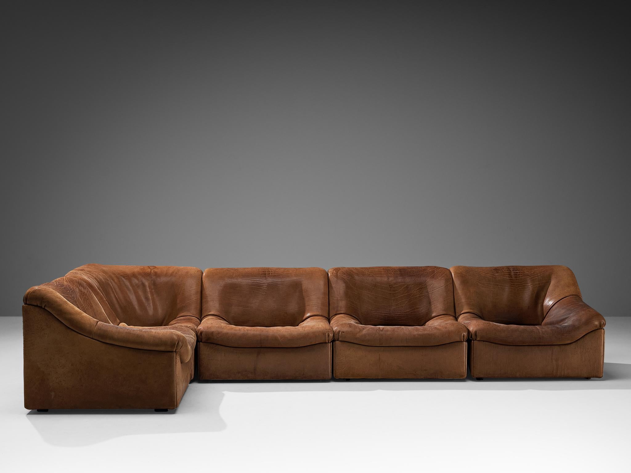 De Sede 'DS 46' Sectional Sofa in Patinated Buffalo Leather  2