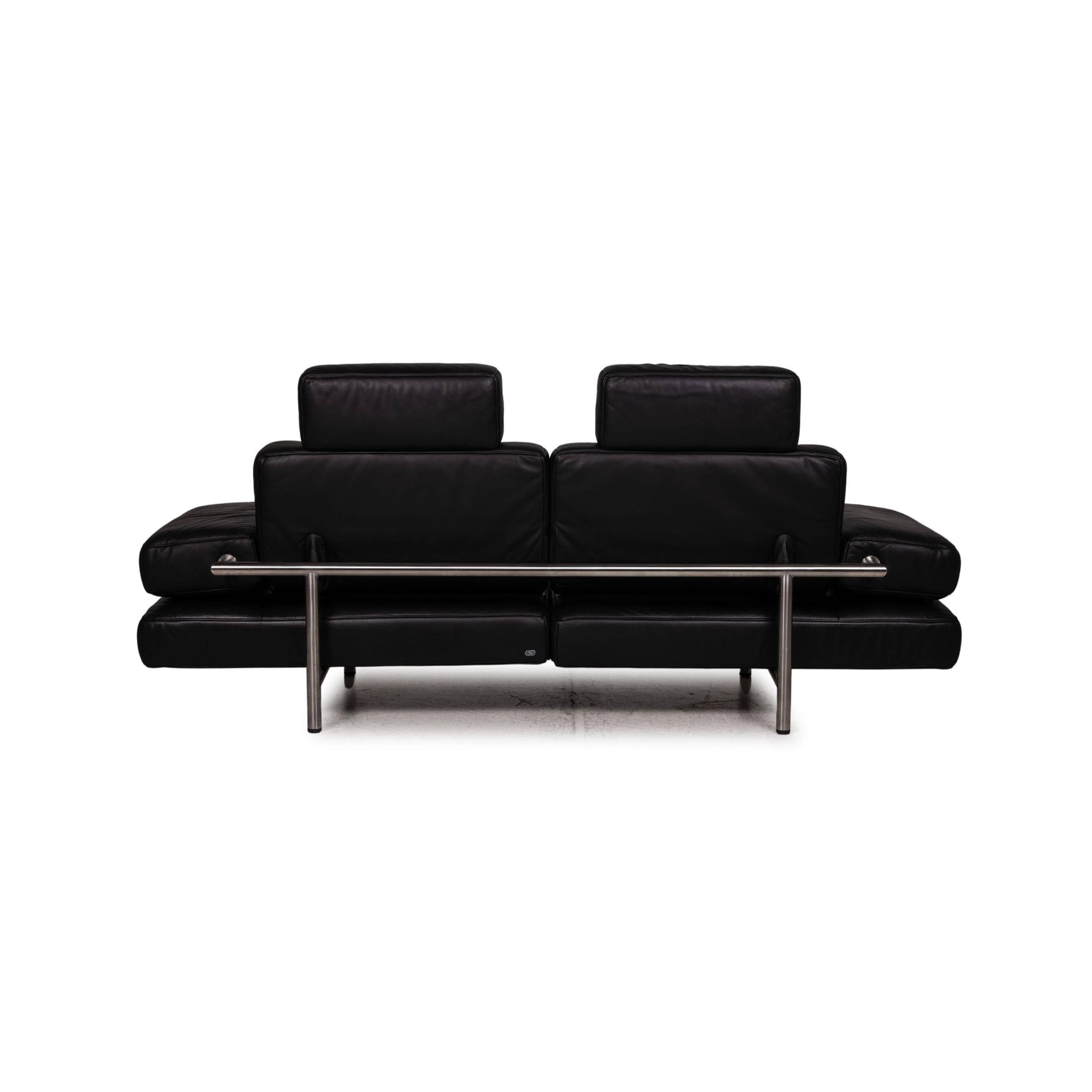 De Sede DS 460 Leather Sofa Black Three-Seater Relaxation Function Couch For Sale 5