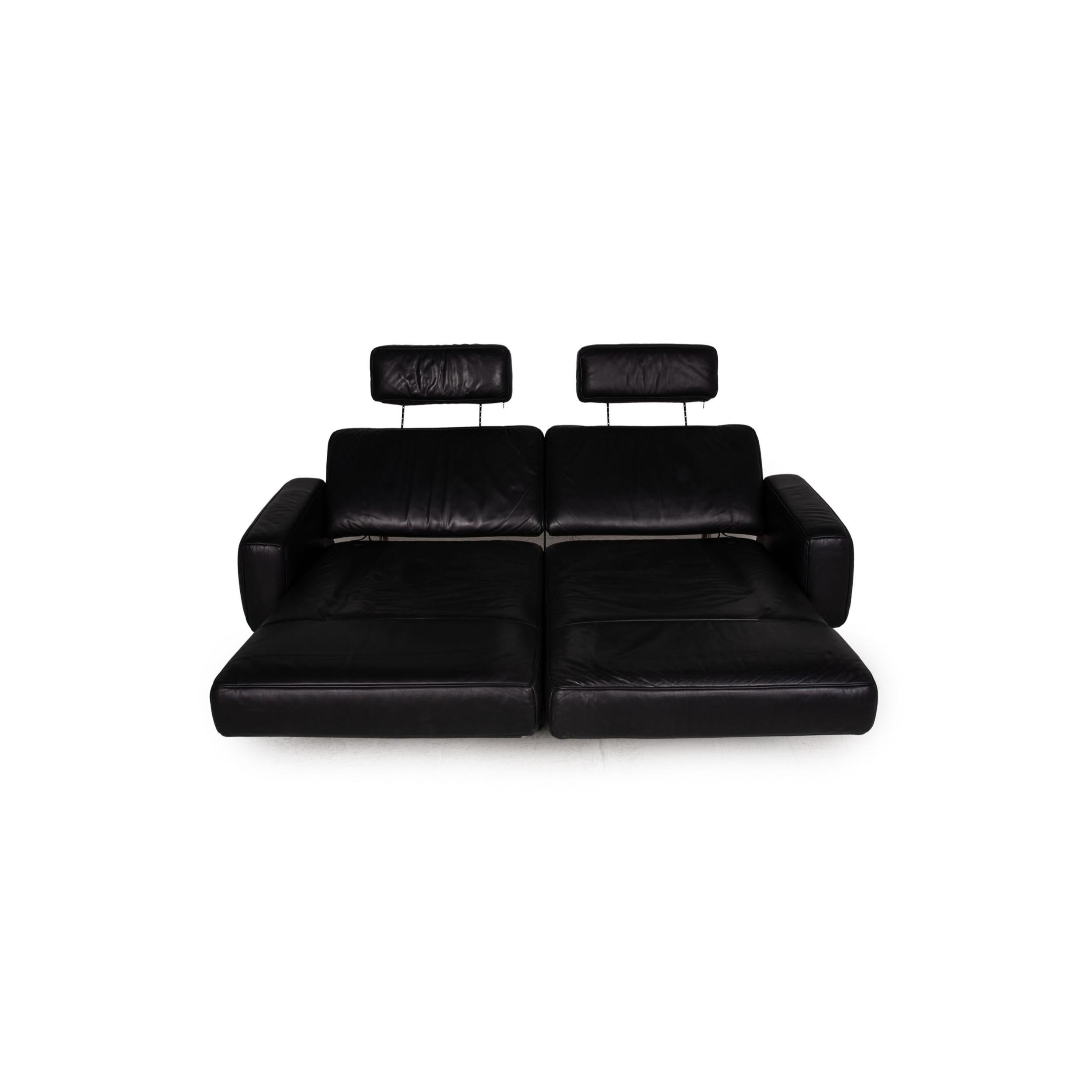 Modern De Sede DS 460 Leather Sofa Black Three-Seater Relaxation Function Couch For Sale