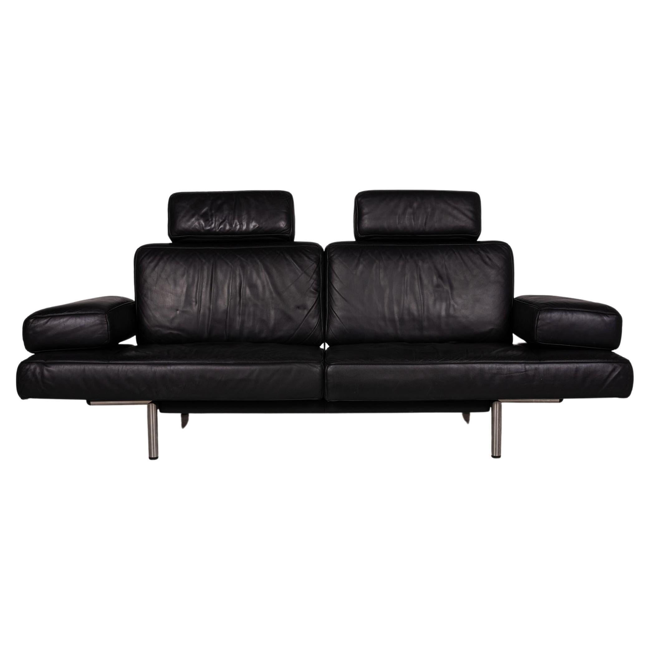 De Sede DS 460 Leather Sofa Black Three-Seater Relaxation Function Couch For Sale