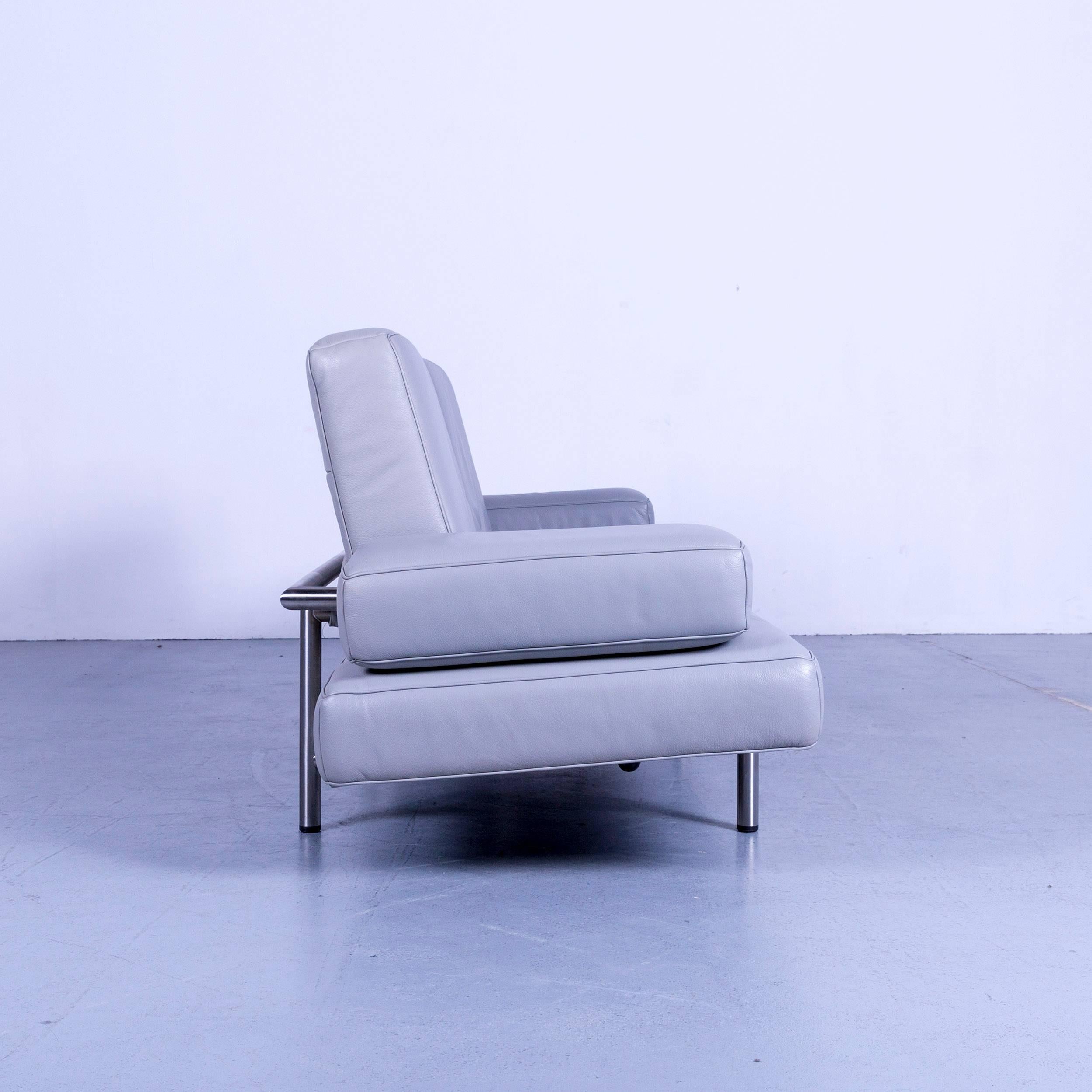 De Sede DS 460 Leather Sofa Grey Three-Seat Couch 6