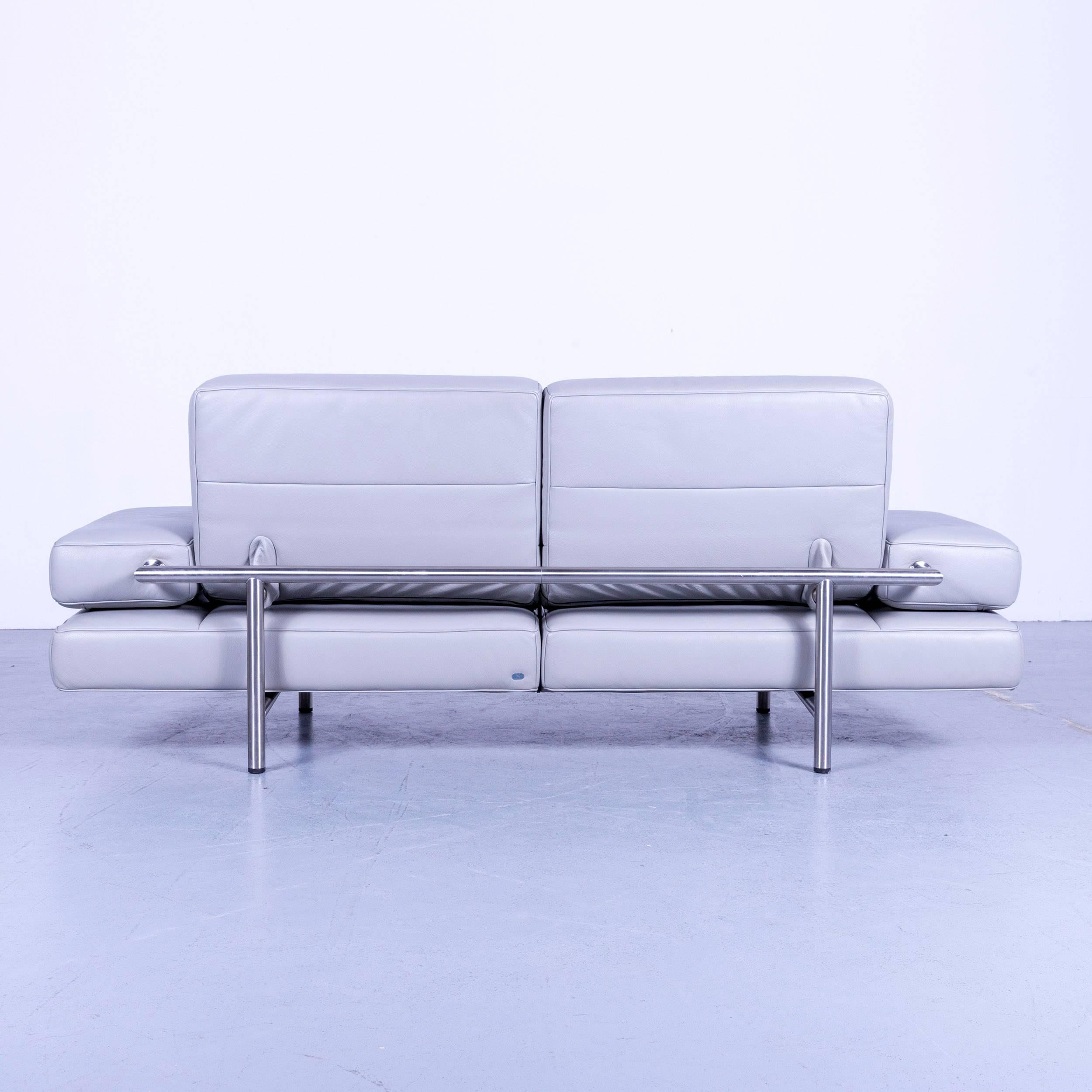 De Sede DS 460 Leather Sofa Grey Three-Seat Couch 7