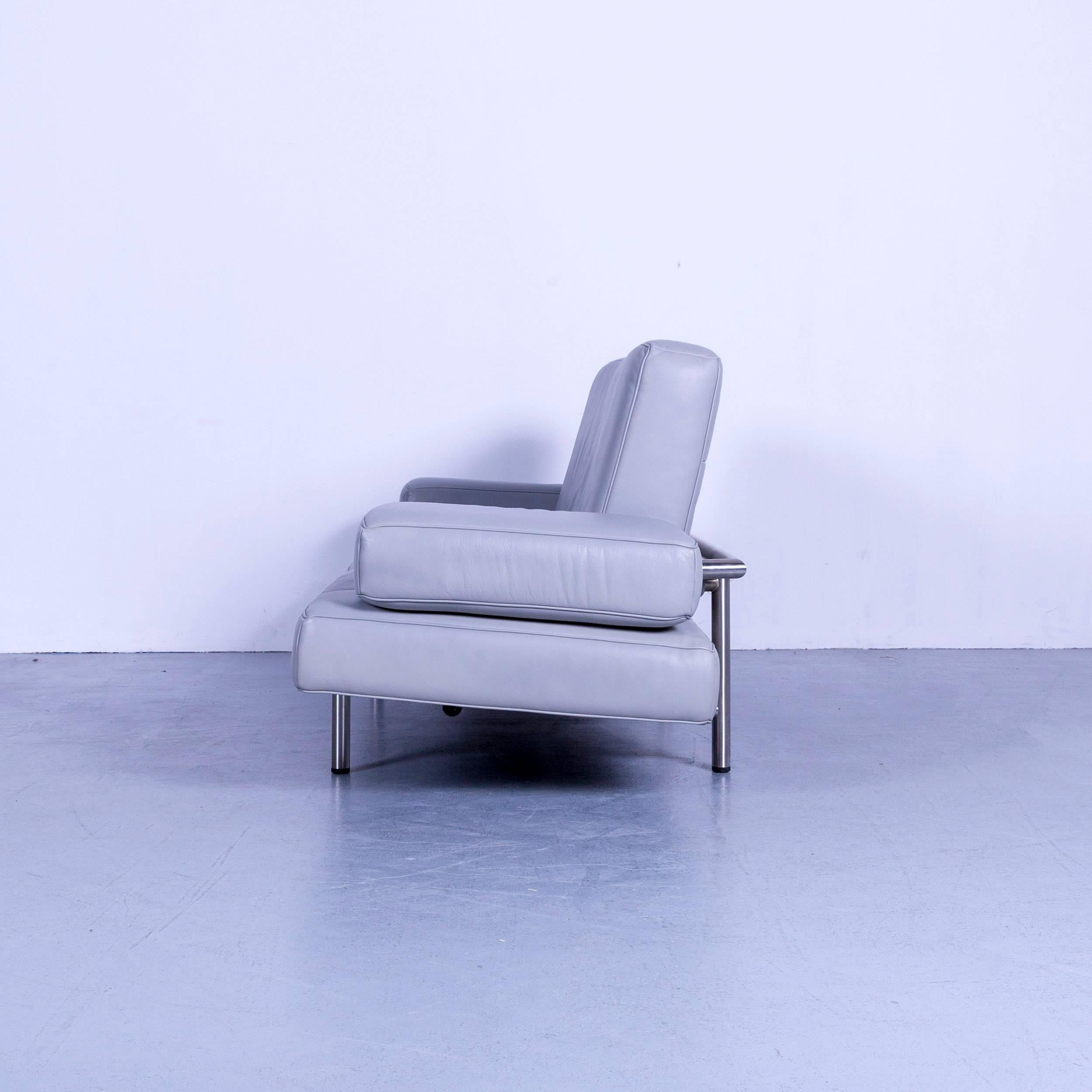 De Sede DS 460 Leather Sofa Grey Three-Seat Couch 8