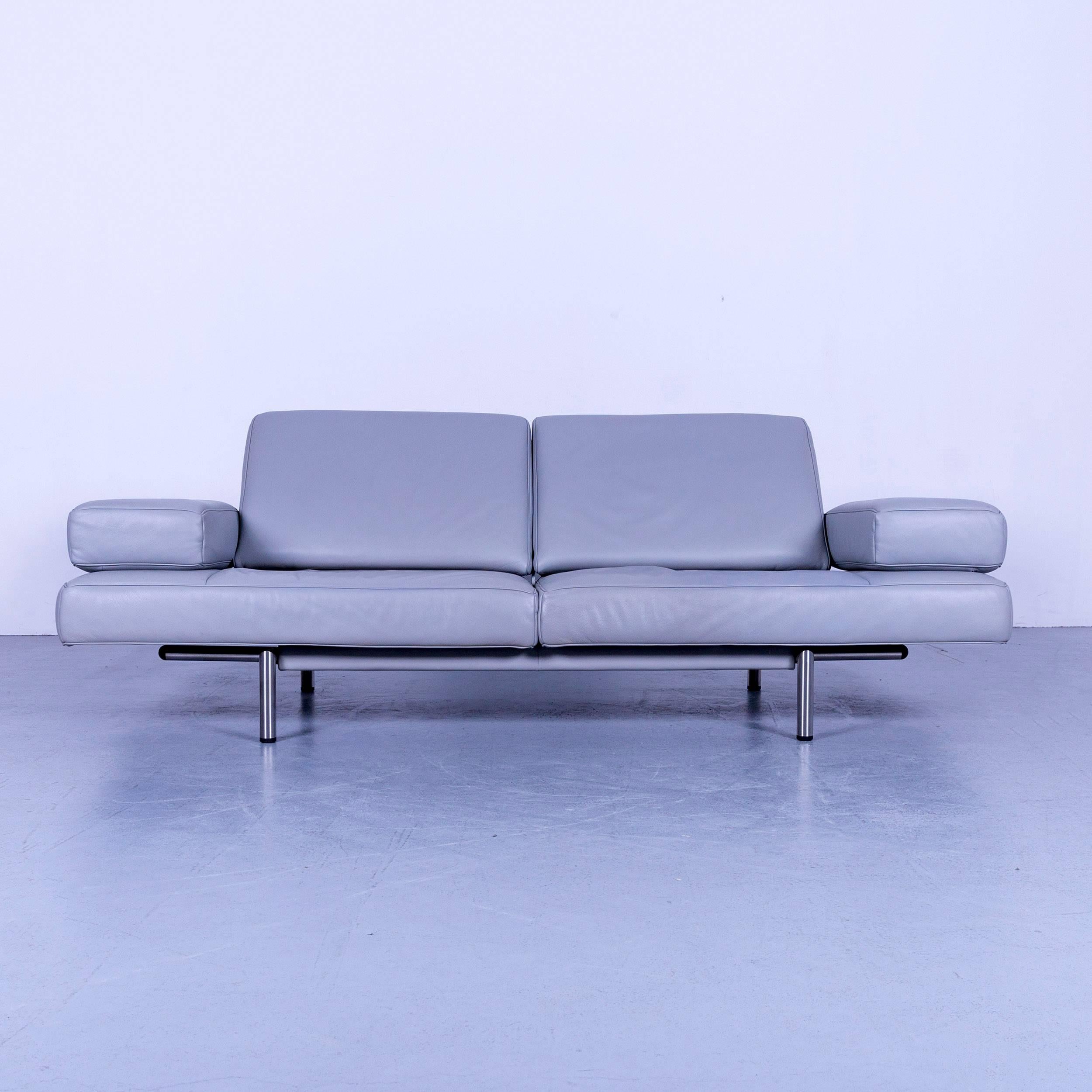 Contemporary De Sede DS 460 Leather Sofa Grey Three-Seat Couch
