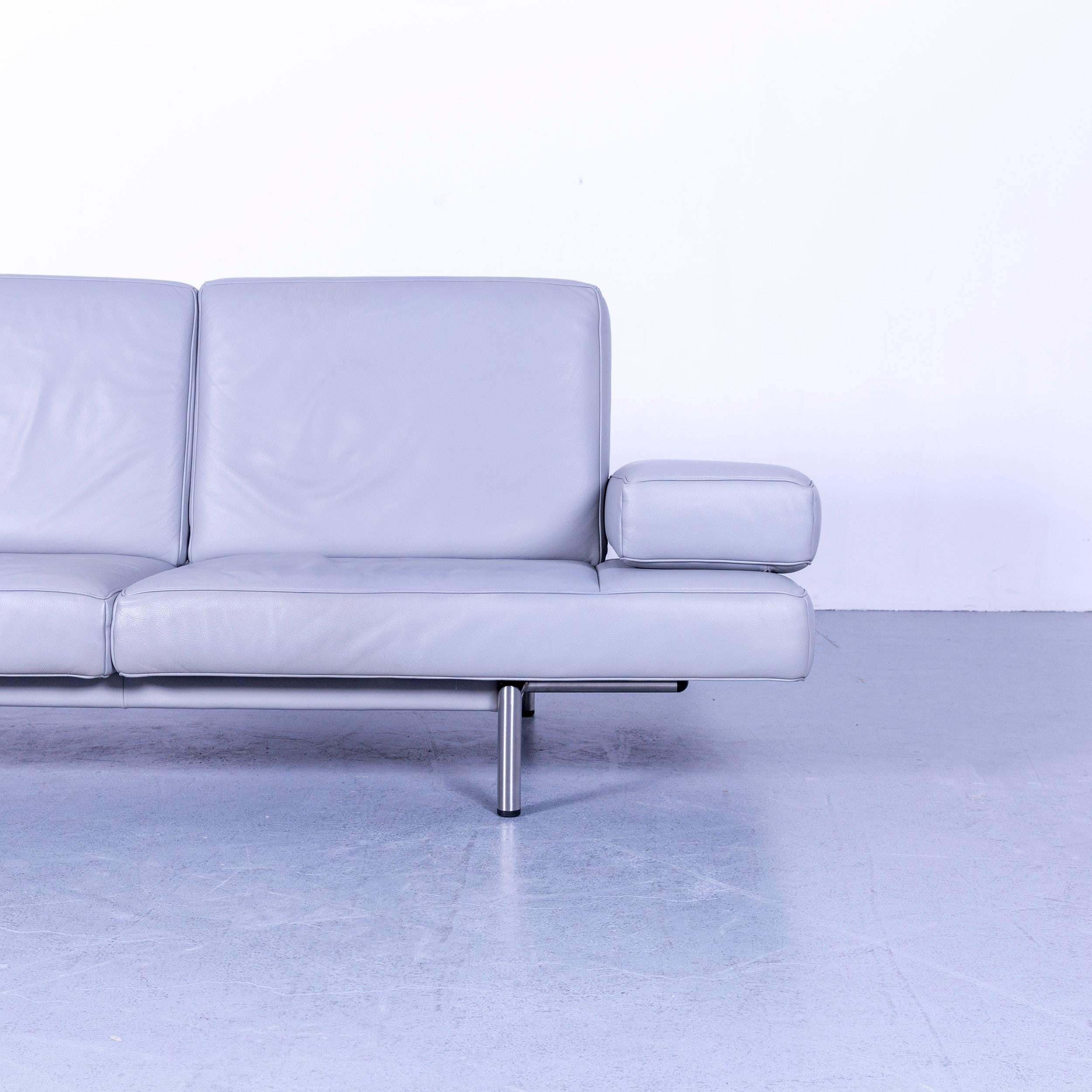 De Sede DS 460 Leather Sofa Grey Three-Seat Couch 2