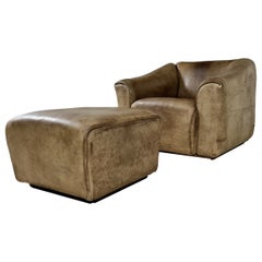 De Sede DS-47 Armchair with Ottoman, 1970s