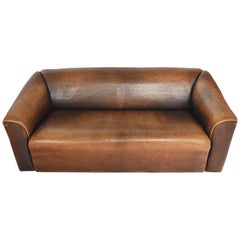De Sede DS 47 Distressed Brown Leather Loveseat