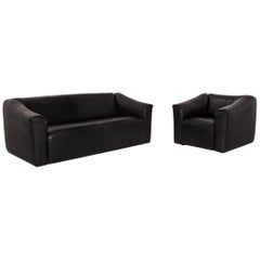 De Sede DS 47 Leather Sofa Black Three-Seat Couch