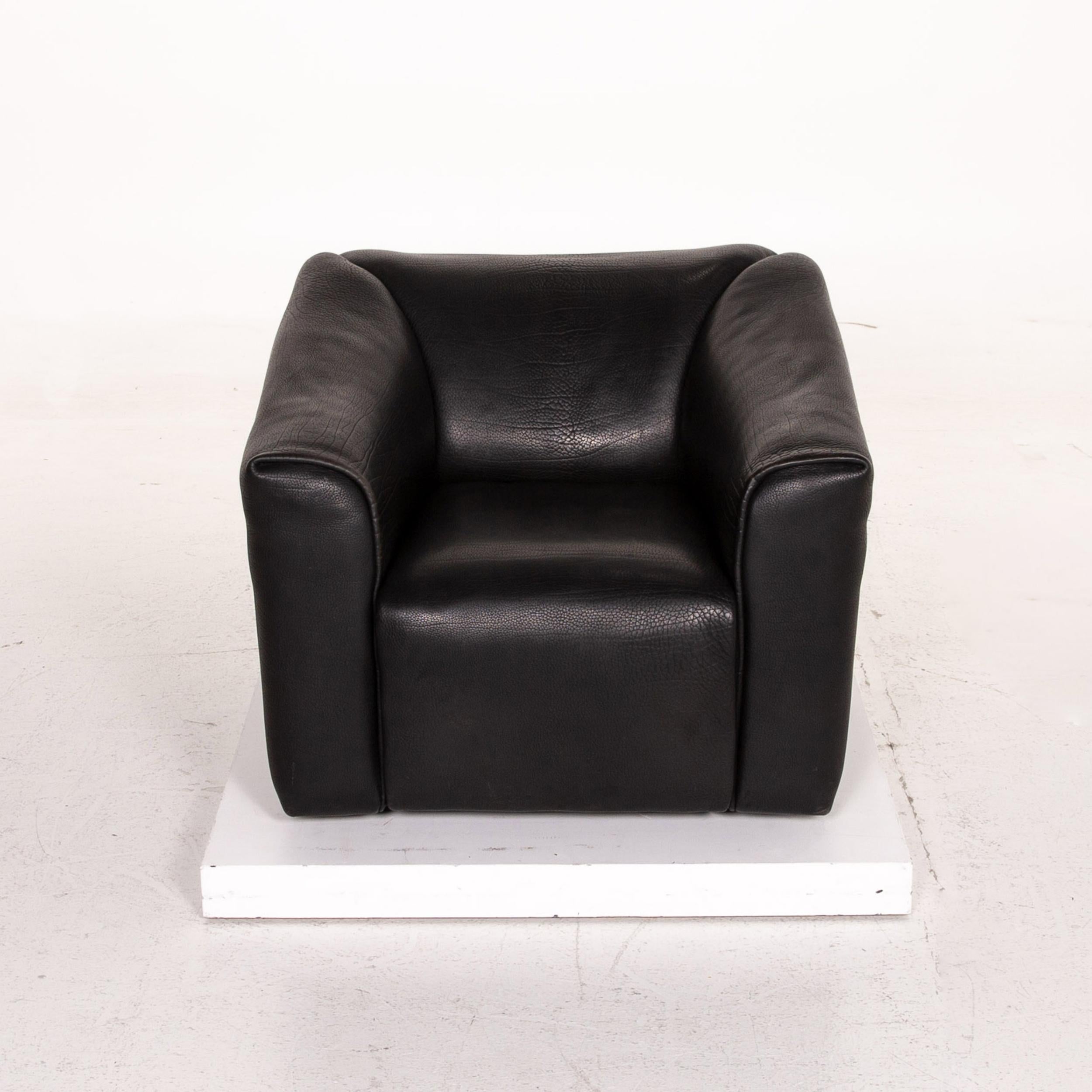 De Sede DS 47 Leather Sofa Black Three-Seat Couch For Sale 8