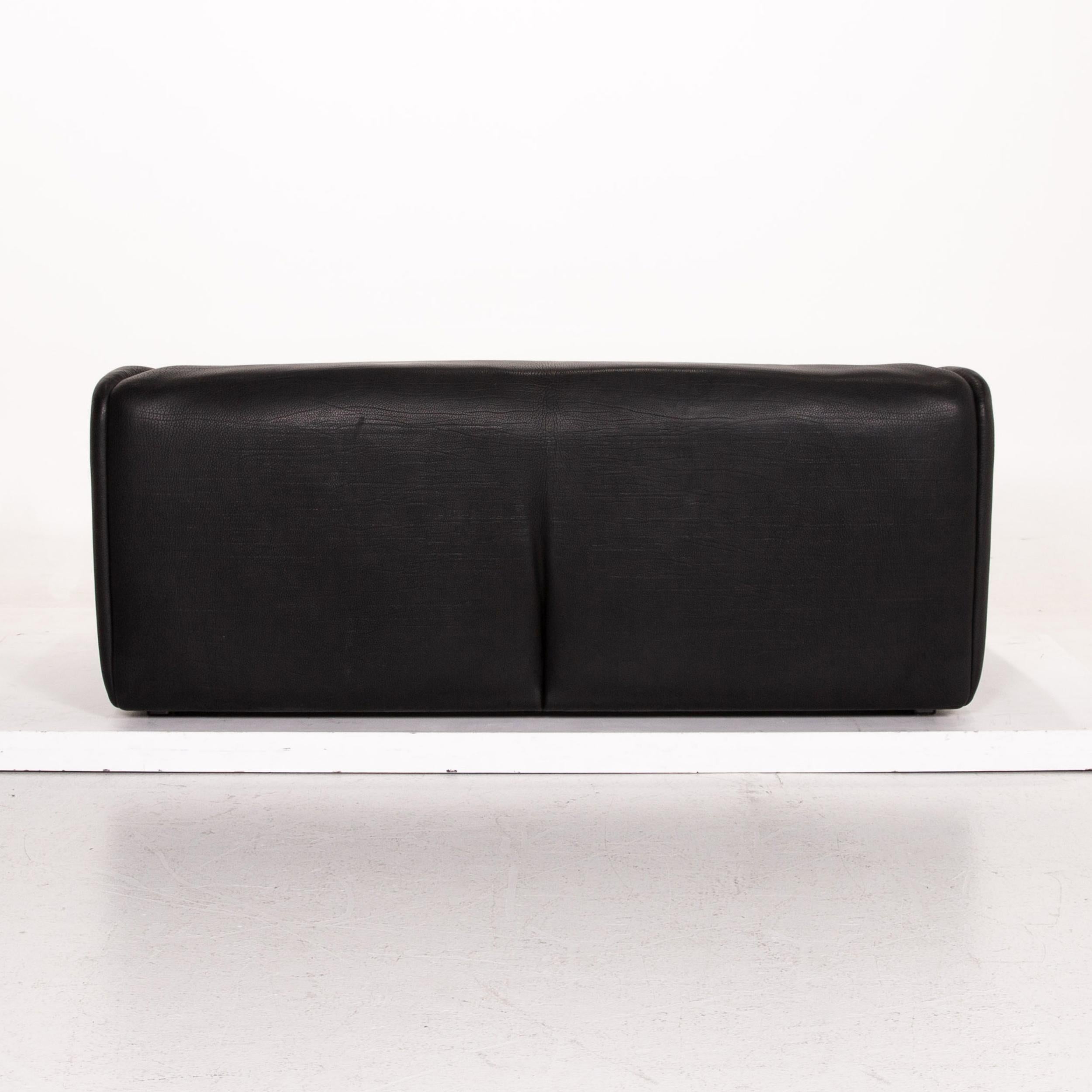 De Sede DS 47 Leather Sofa Black Three-Seat Couch For Sale 11