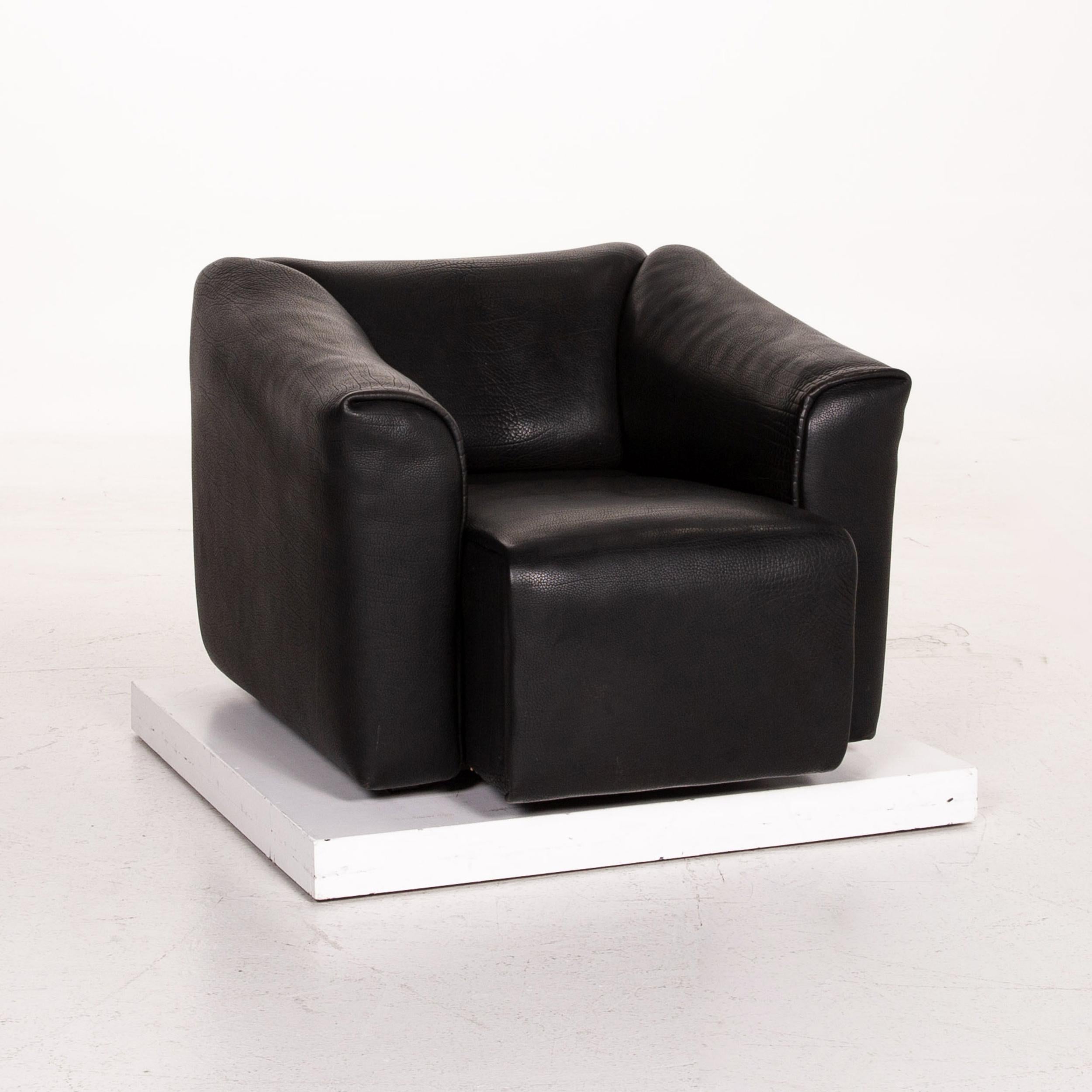 De Sede DS 47 Leather Sofa Black Three-Seat Couch In Good Condition For Sale In Cologne, DE
