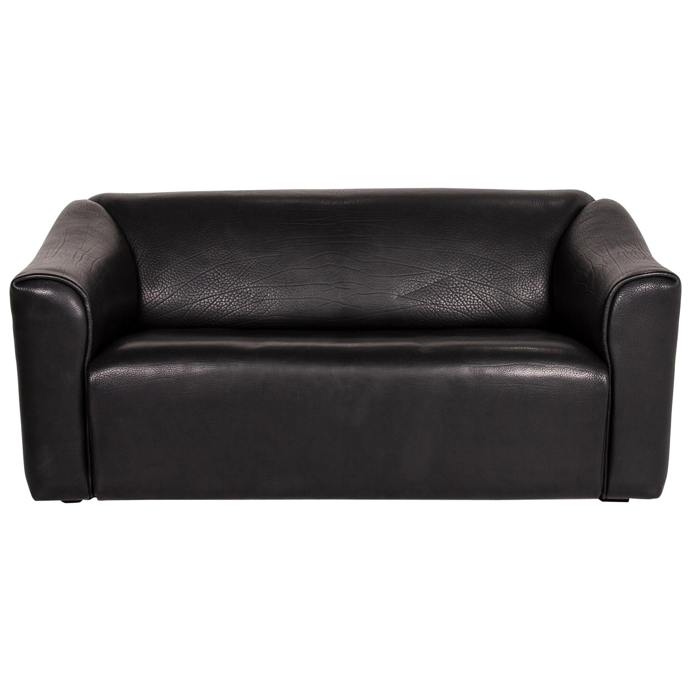 De Sede DS 47 Leather Sofa Black Two-Seat Couch For Sale
