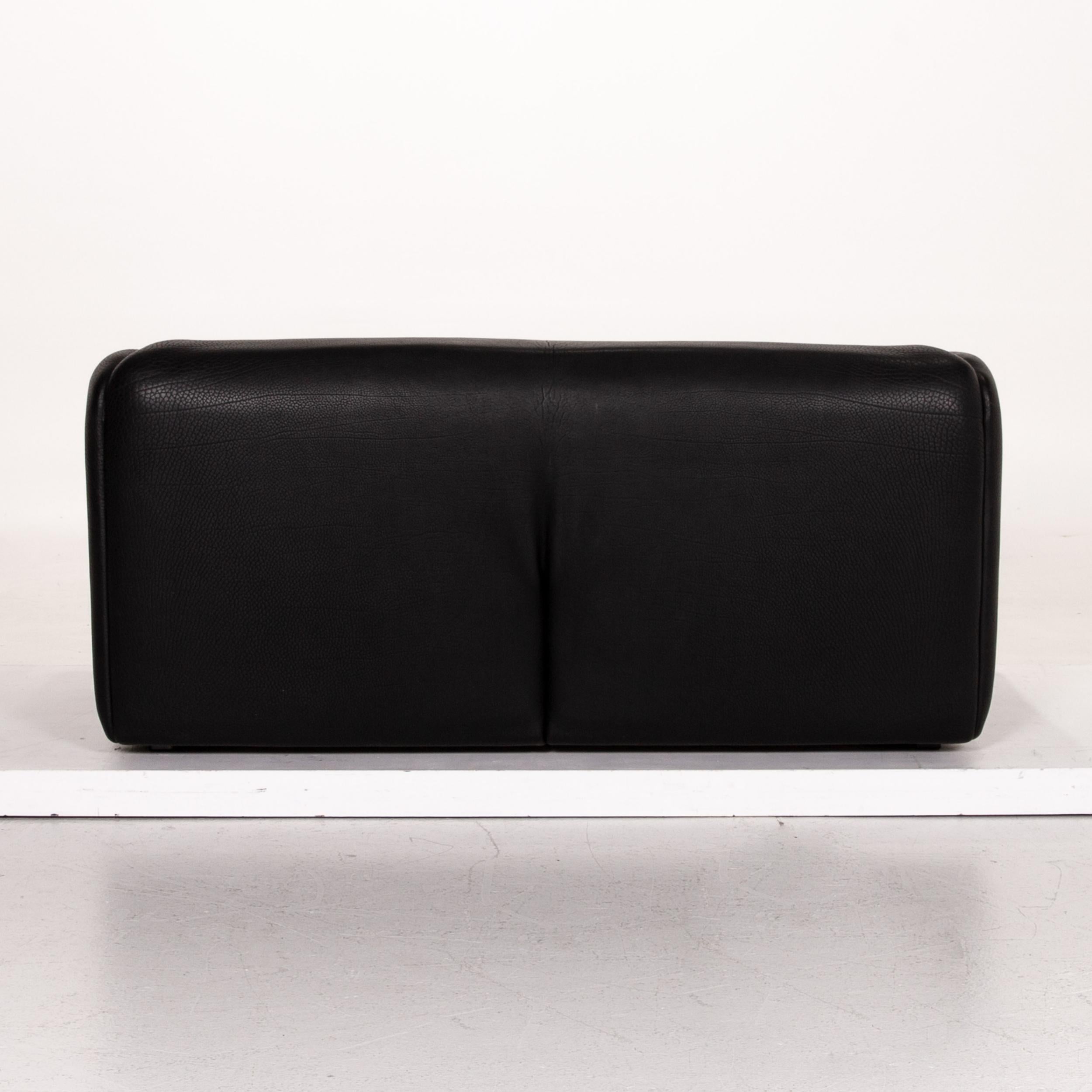 De Sede DS 47 Leather Sofa Black Two-Seat Couch For Sale 5