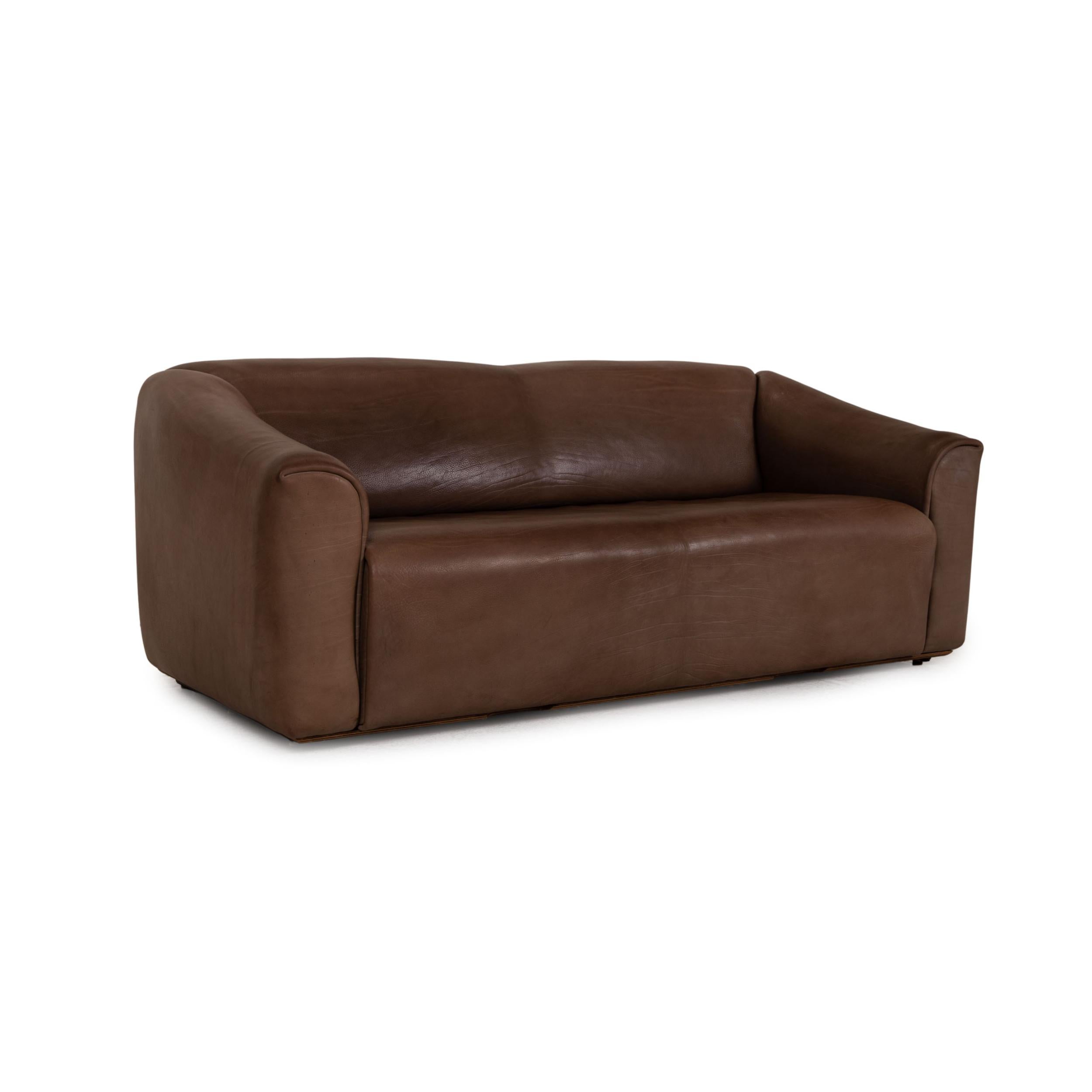Contemporary De Sede DS 47 Leather Sofa Brown Three-Seater Couch For Sale