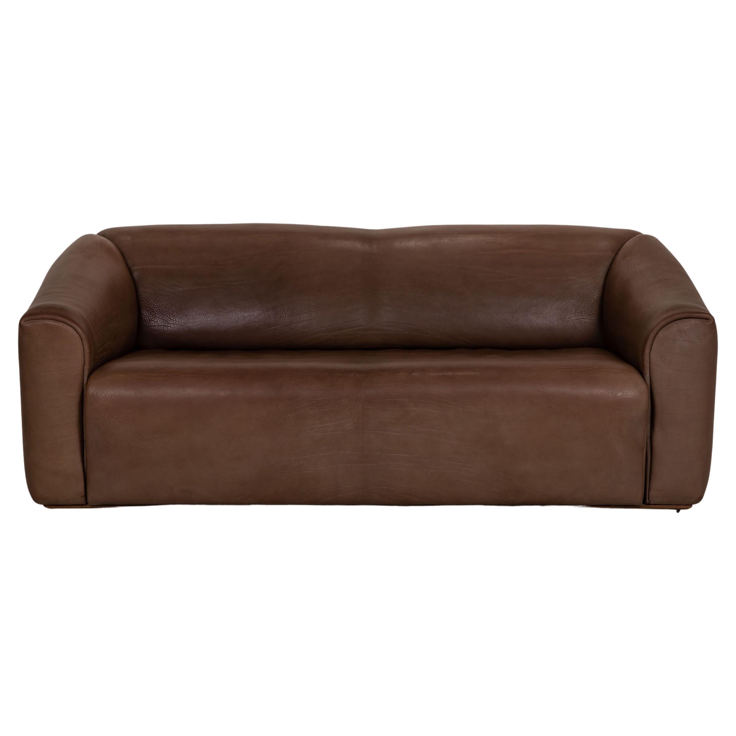 De Sede DS 47 Leather Sofa Brown Three-Seater Couch For Sale