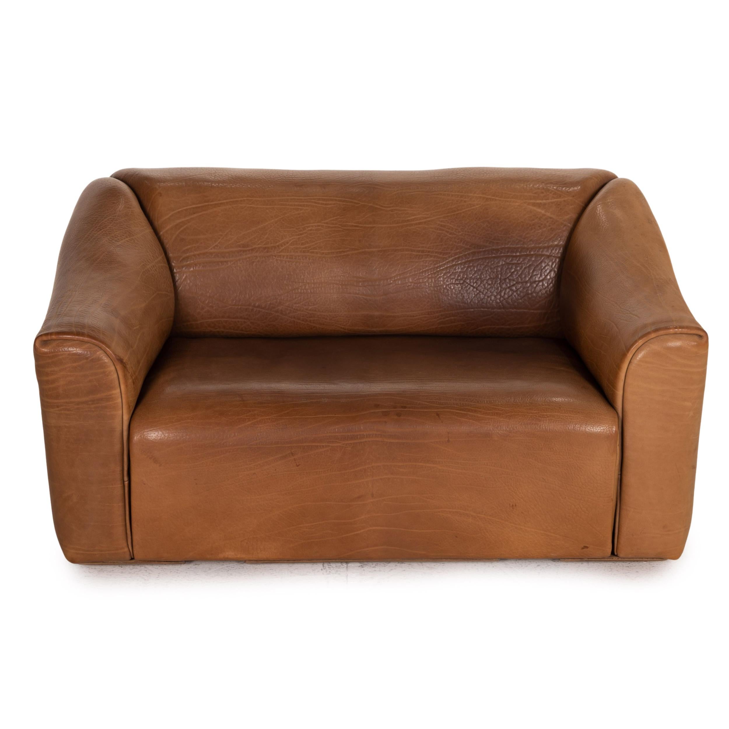 De Sede DS 47 Leather Sofa Brown Two-Seater Function Vintage Couch For Sale 4