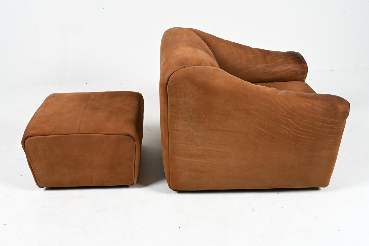 De Sede DS-47 Lounge Chair & Ottoman in Nubuck Leather, c. 1970's For Sale 6