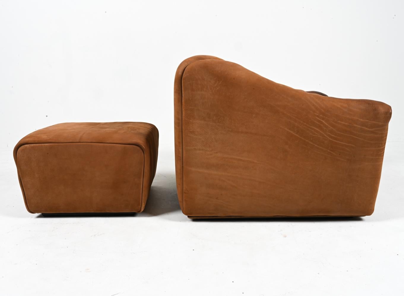 De Sede DS-47 Lounge Chair & Ottoman in Nubuck Leather, c. 1970's For Sale 7