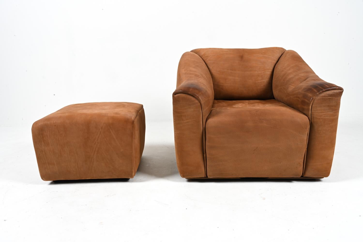 20th Century De Sede DS-47 Lounge Chair & Ottoman in Nubuck Leather, c. 1970's For Sale