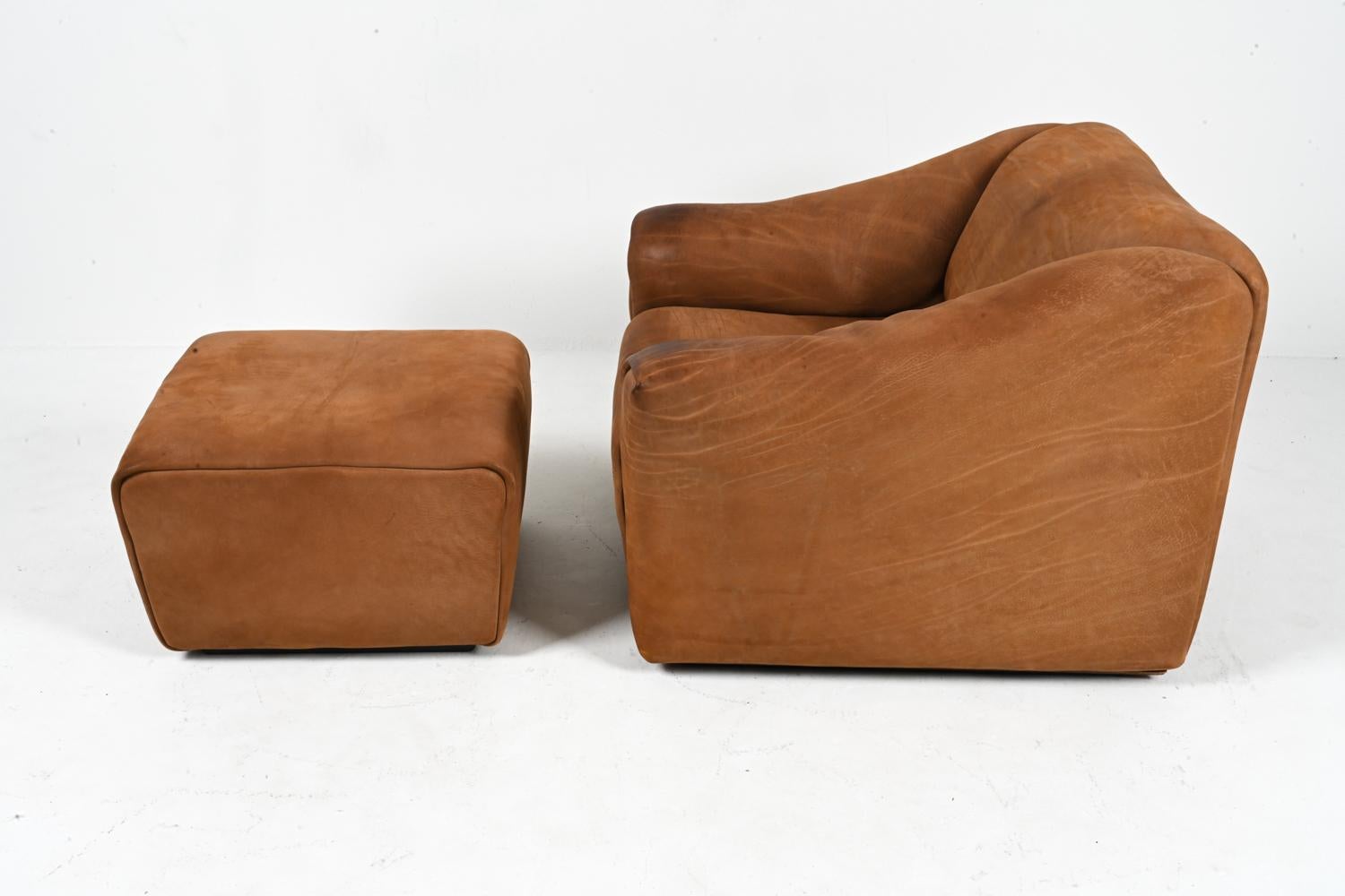 De Sede DS-47 Lounge Chair & Ottoman in Nubuck Leather, c. 1970's For Sale 2