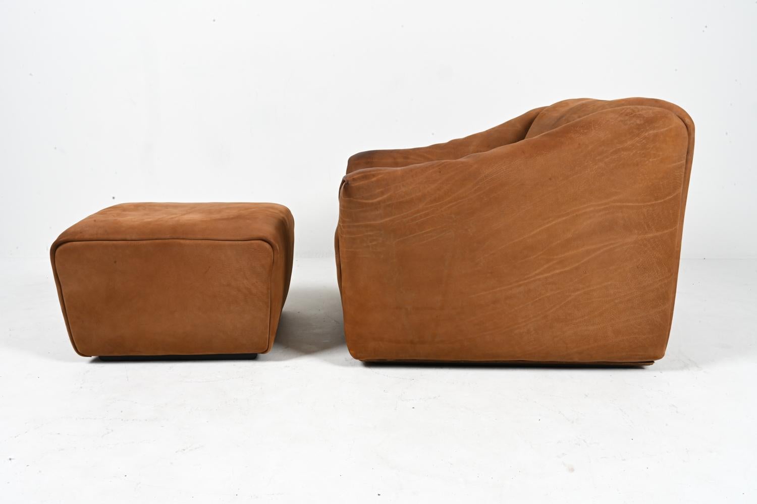 De Sede DS-47 Lounge Chair & Ottoman in Nubuck Leather, c. 1970's For Sale 3