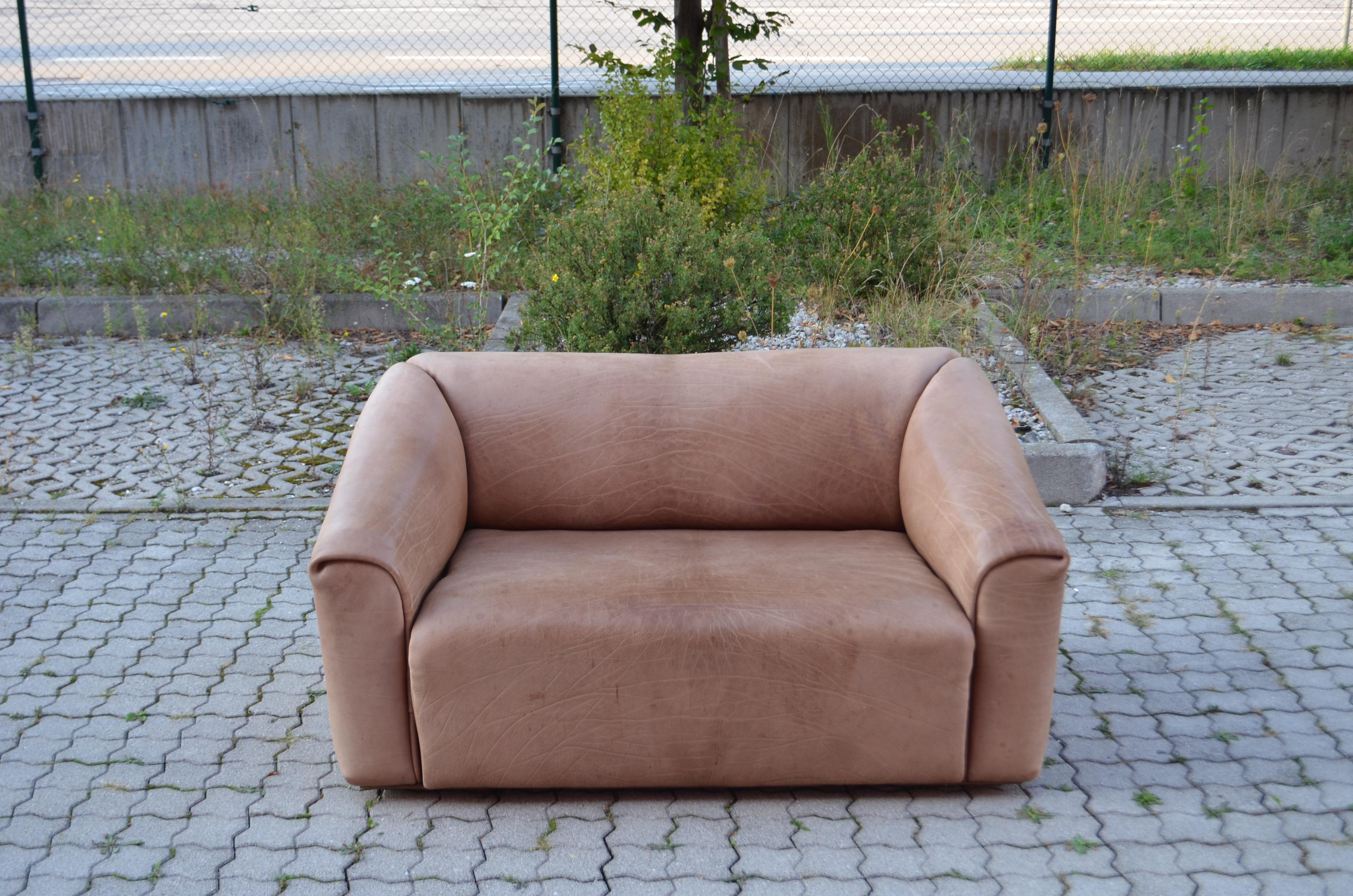 De Sede DS 47 Loveseat Neck Leather Sofa brown In Good Condition For Sale In Munich, Bavaria