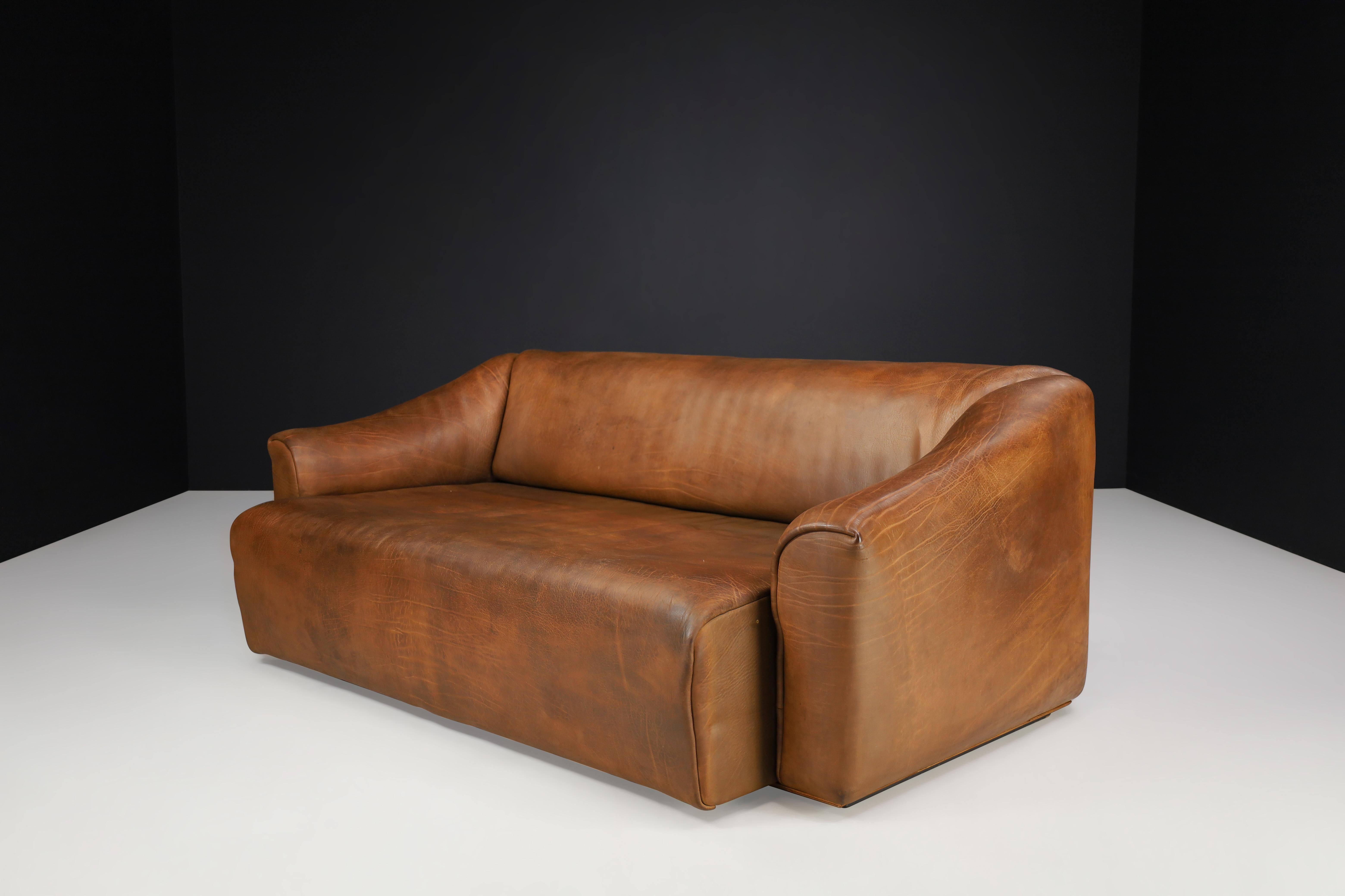 De Sede DS-47 Leder-Sofa mit Neckholder aus der Schweiz, 1970er Jahre   (Moderne der Mitte des Jahrhunderts)