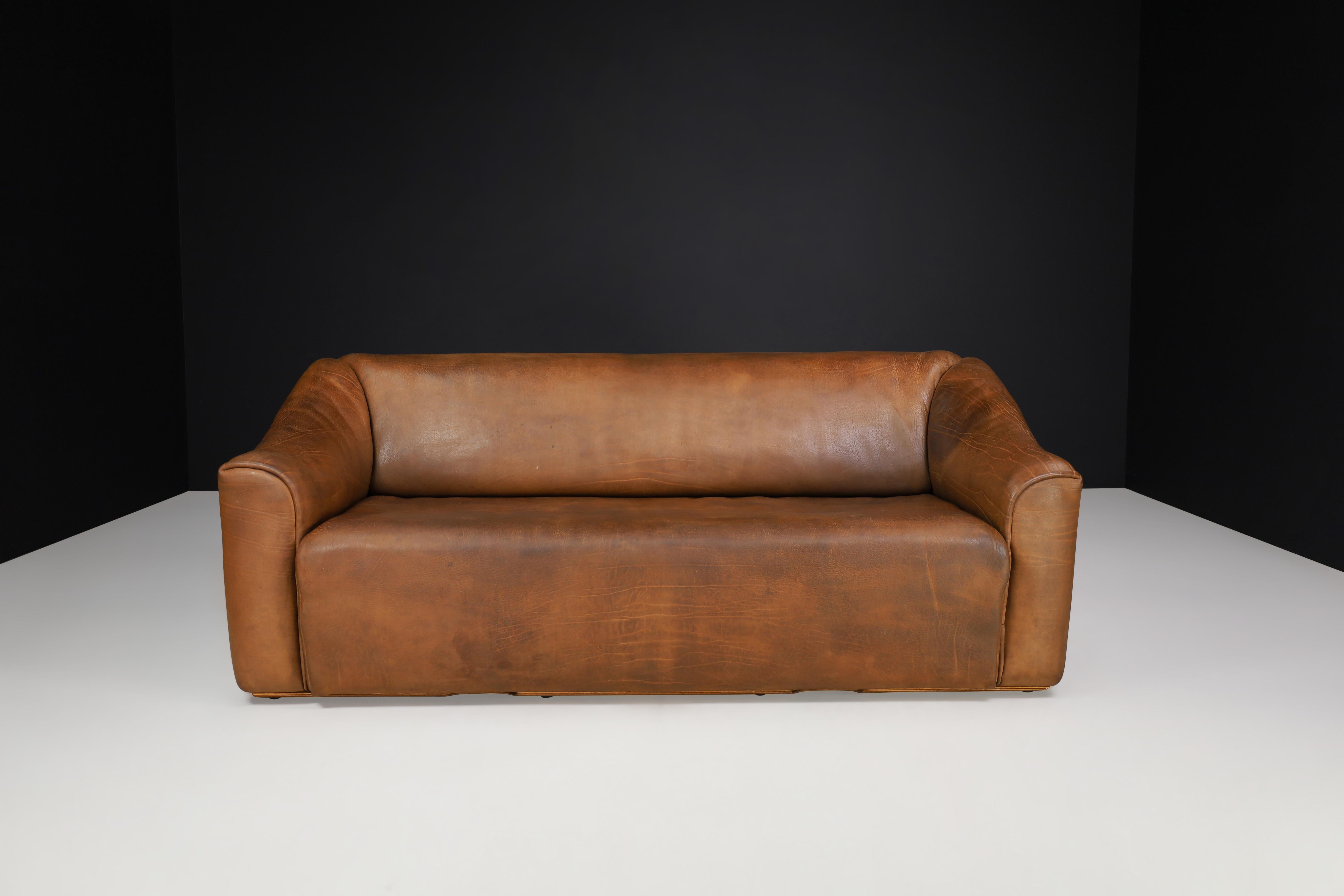 De Sede DS-47 Leder-Sofa mit Neckholder aus der Schweiz, 1970er Jahre   (Schweizerisch)