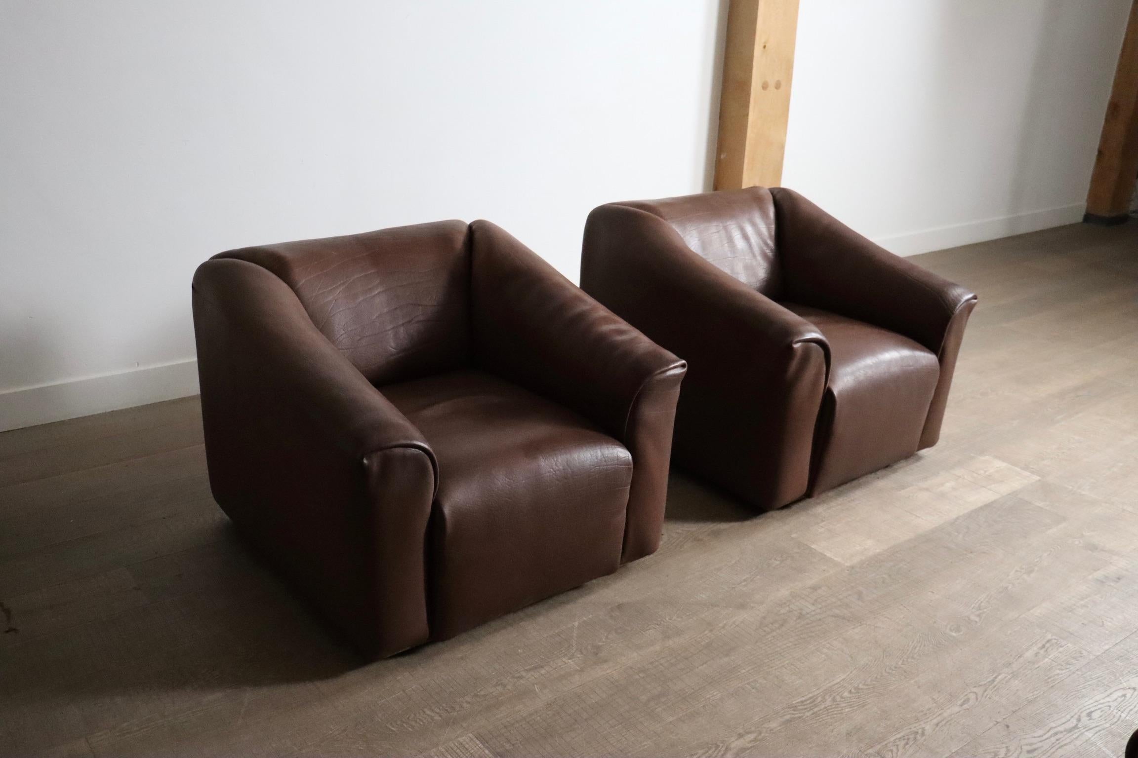 Groupe de sièges DS-47 de De Sede en cuir de buffle, années 1970 en vente 5