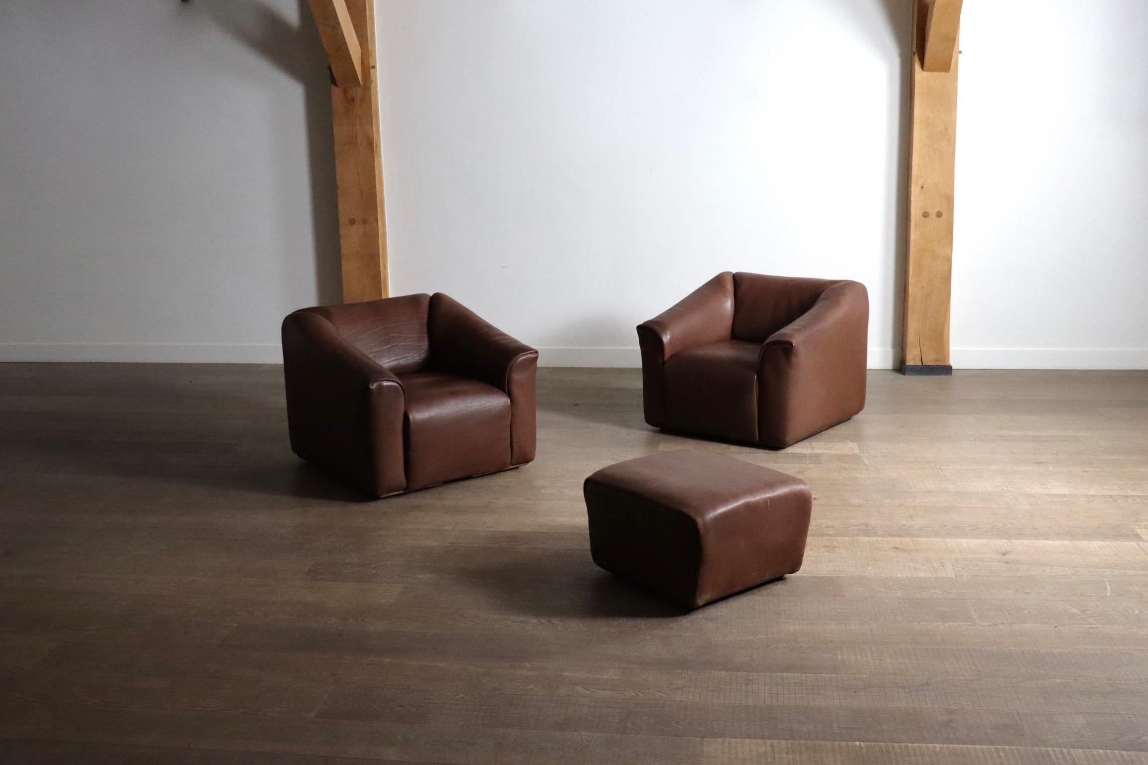 Groupe de sièges DS-47 de De Sede en cuir de buffle, années 1970 en vente 7
