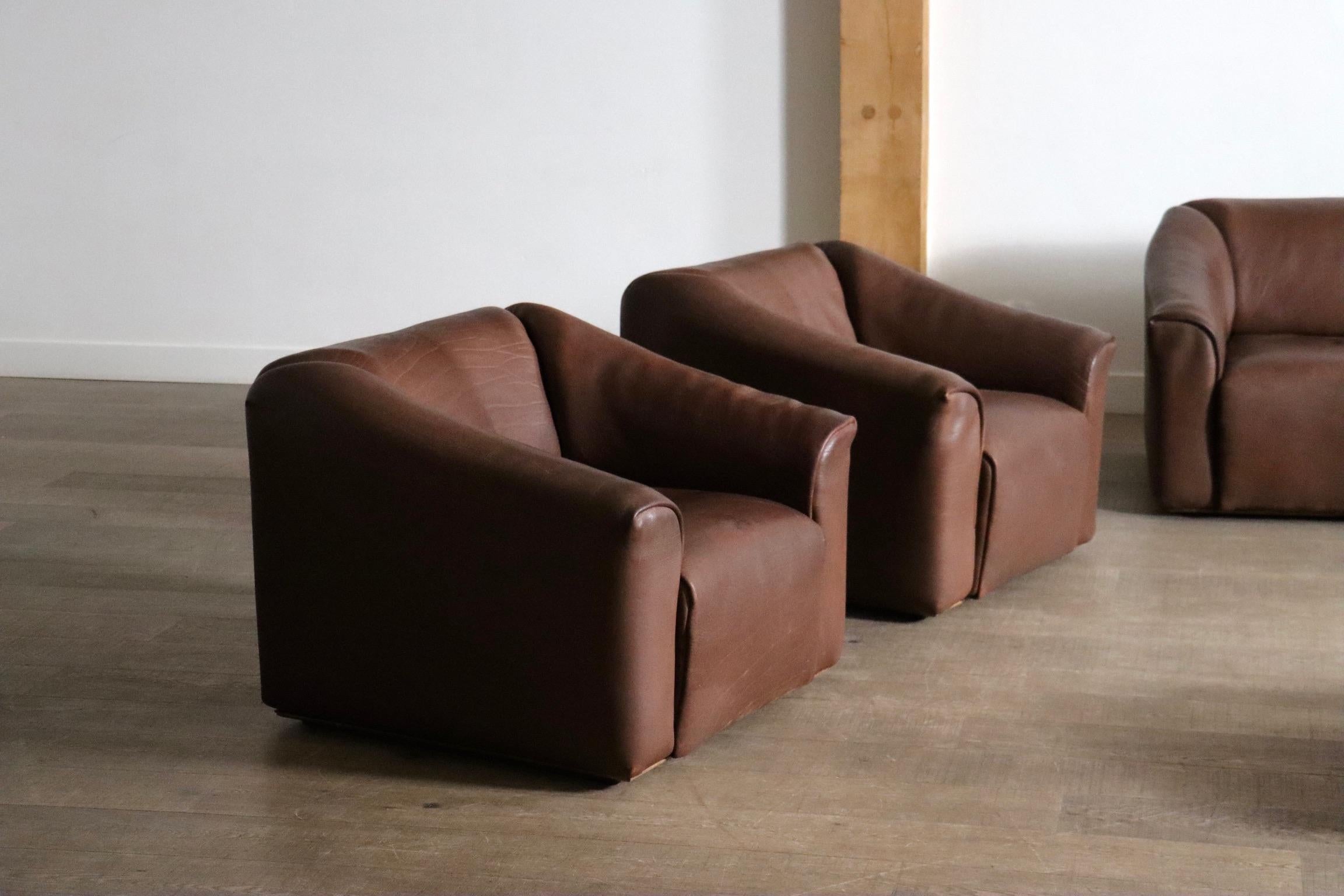Milieu du XXe siècle Groupe de sièges DS-47 de De Sede en cuir de buffle, années 1970 en vente