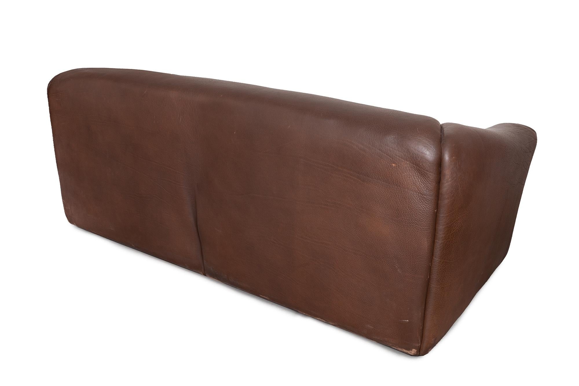 Mid-Century Modern De Sede DS-47 Sofa Brown Buffalo Leather Switzerland 1970s