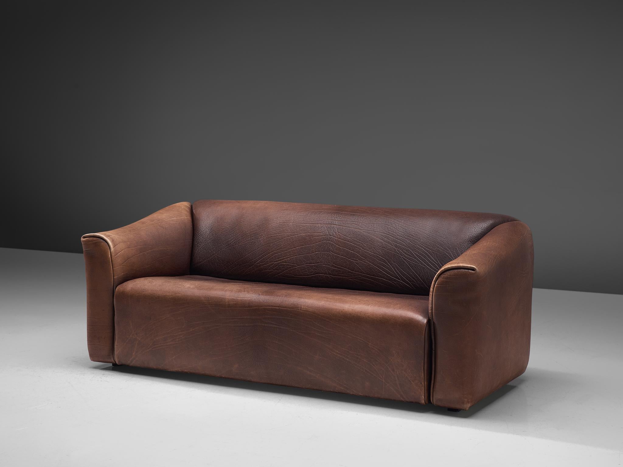 Mid-Century Modern De Sede DS-47 Sofa in Dark Brown Buffalo Leather