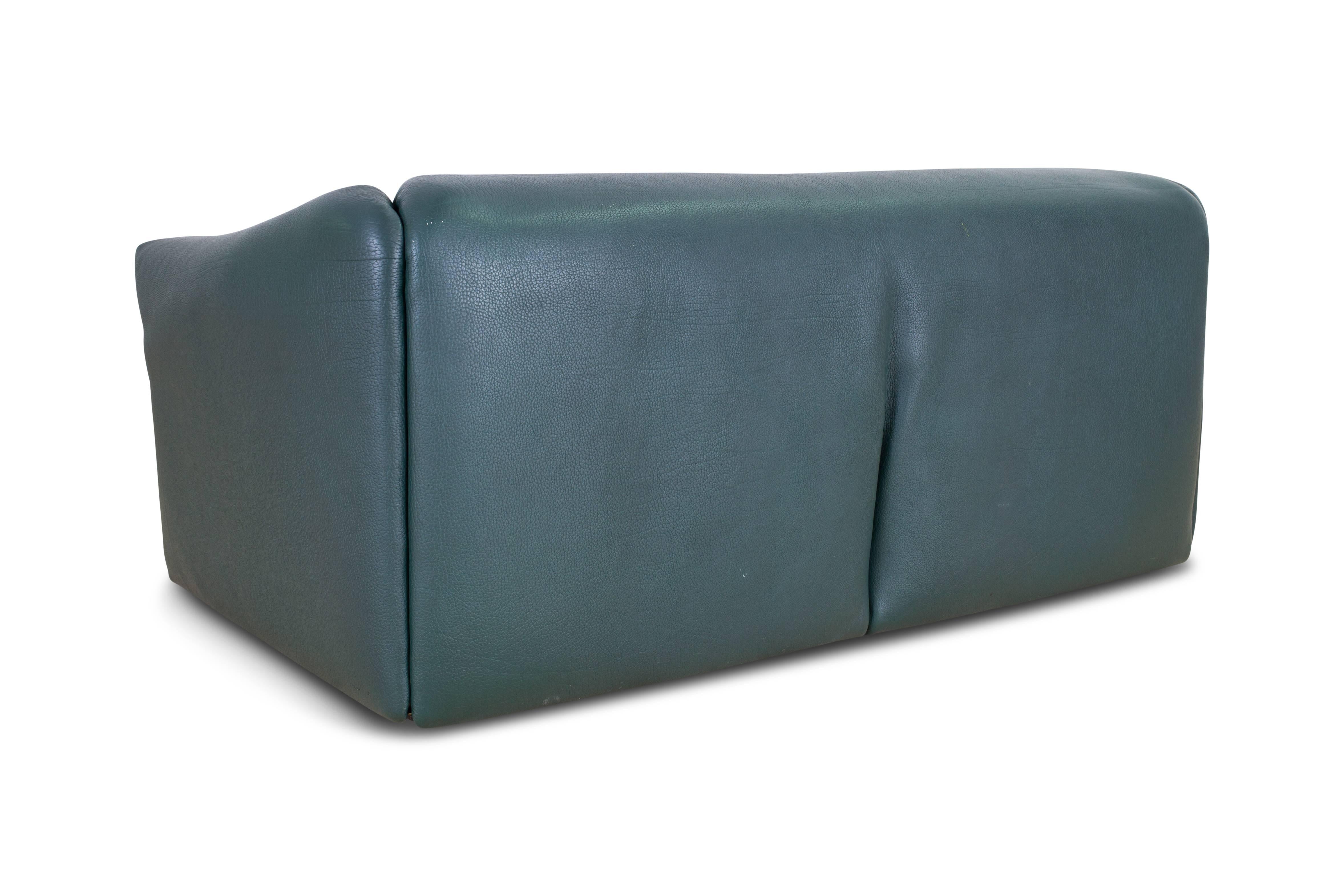 Swiss Mid-century modern De Sede DS 47 Sofa in Petrol Green Leather