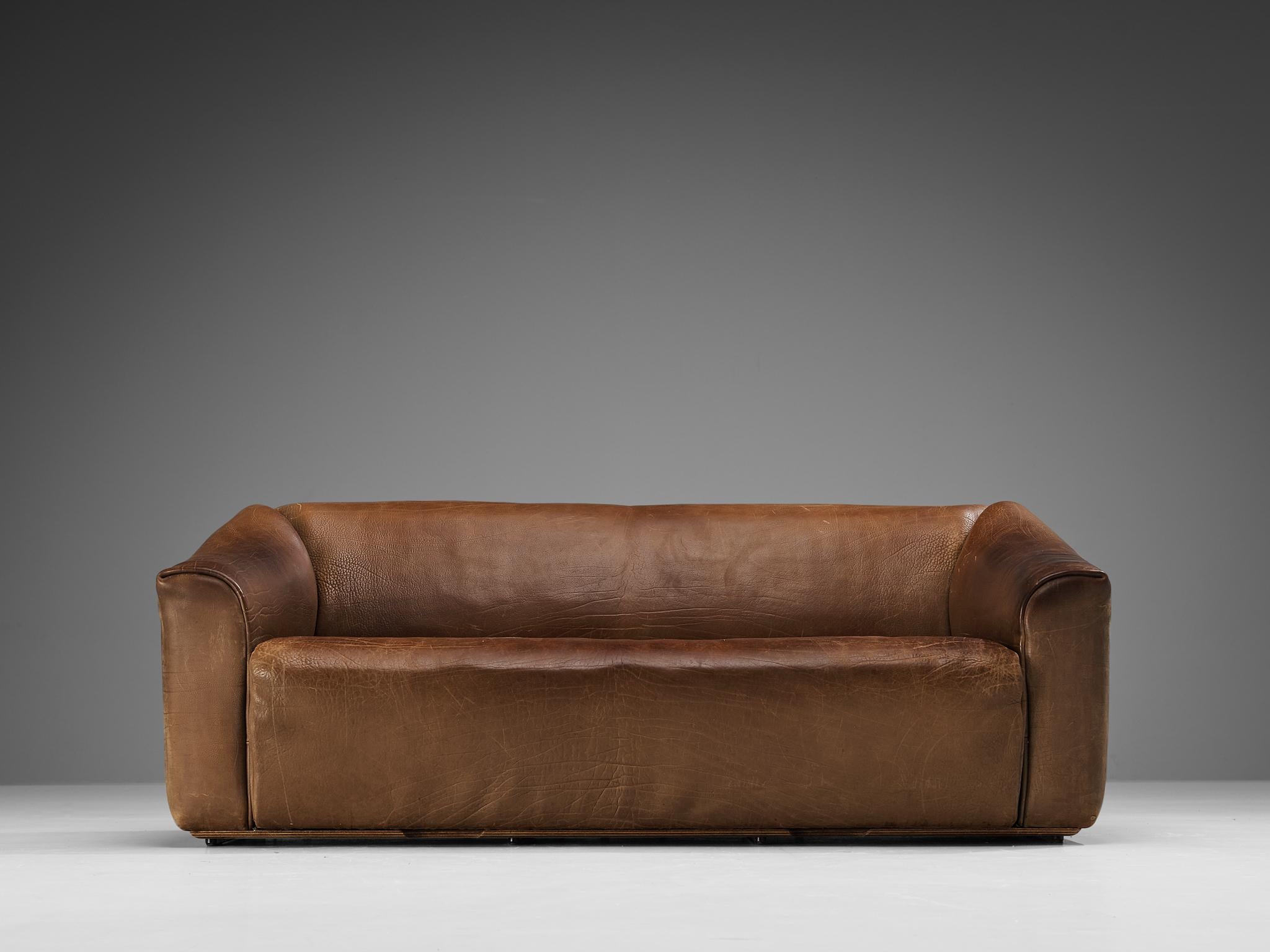 Swiss De Sede 'DS-47 'Three Seat Sofa in Cognac Leather