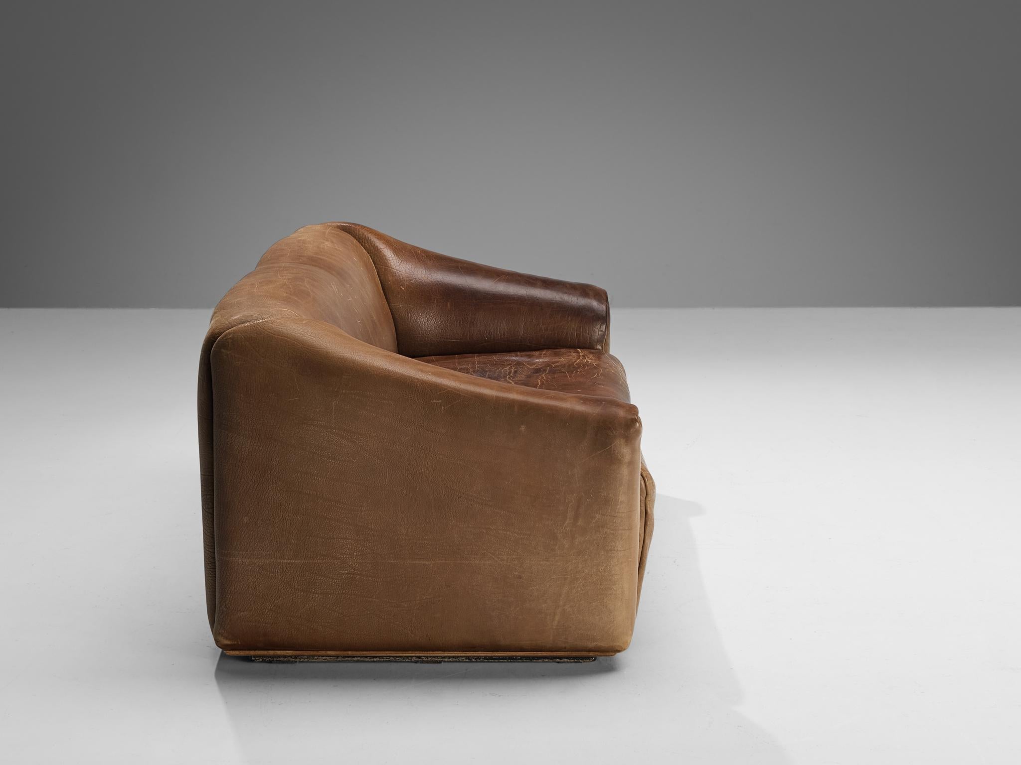 De Sede 'DS-47 'Three Seat Sofa in Cognac Leather In Good Condition In Waalwijk, NL