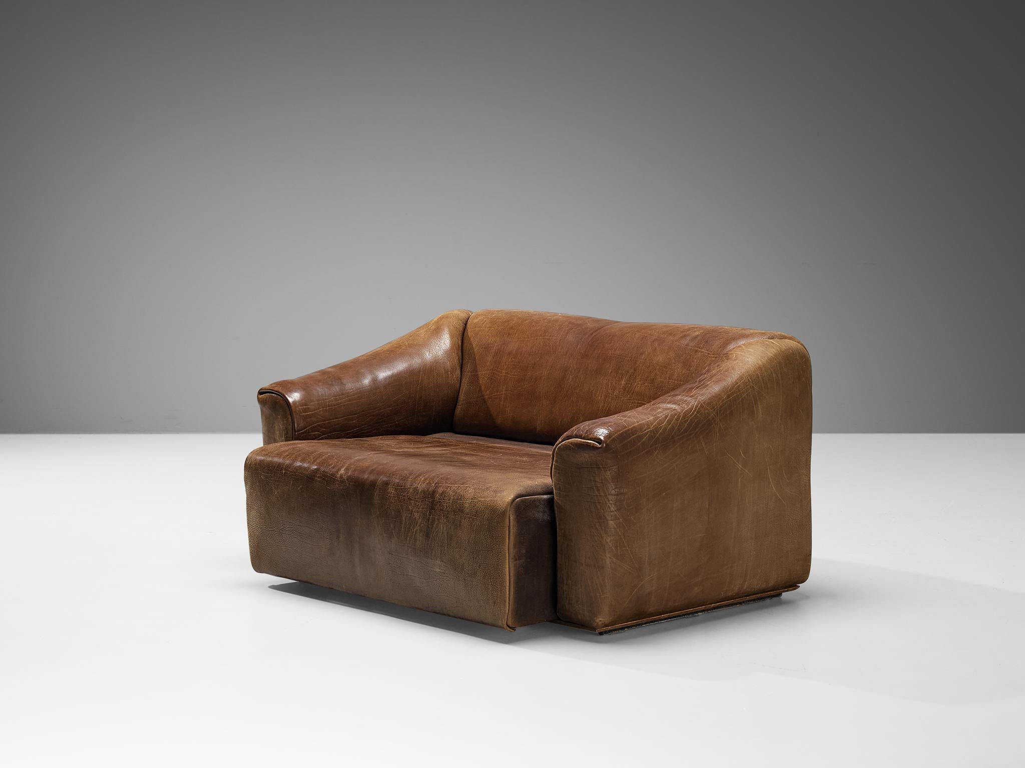 De Sede 'DS-47' Two Seat Sofa in Brown Leather For Sale 3