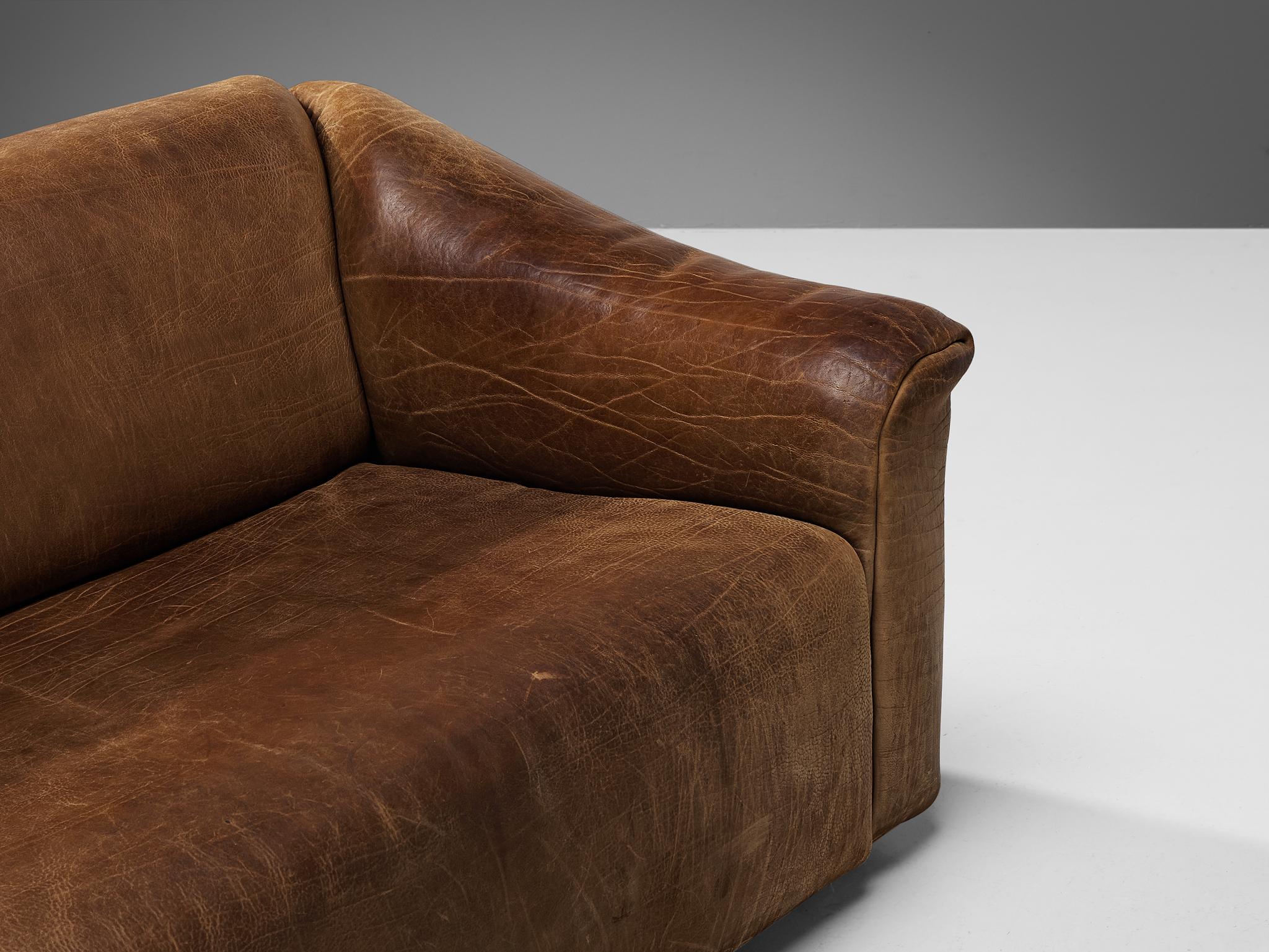 Mid-20th Century De Sede 'DS-47 'Two Seat Sofa in Cognac Leather For Sale