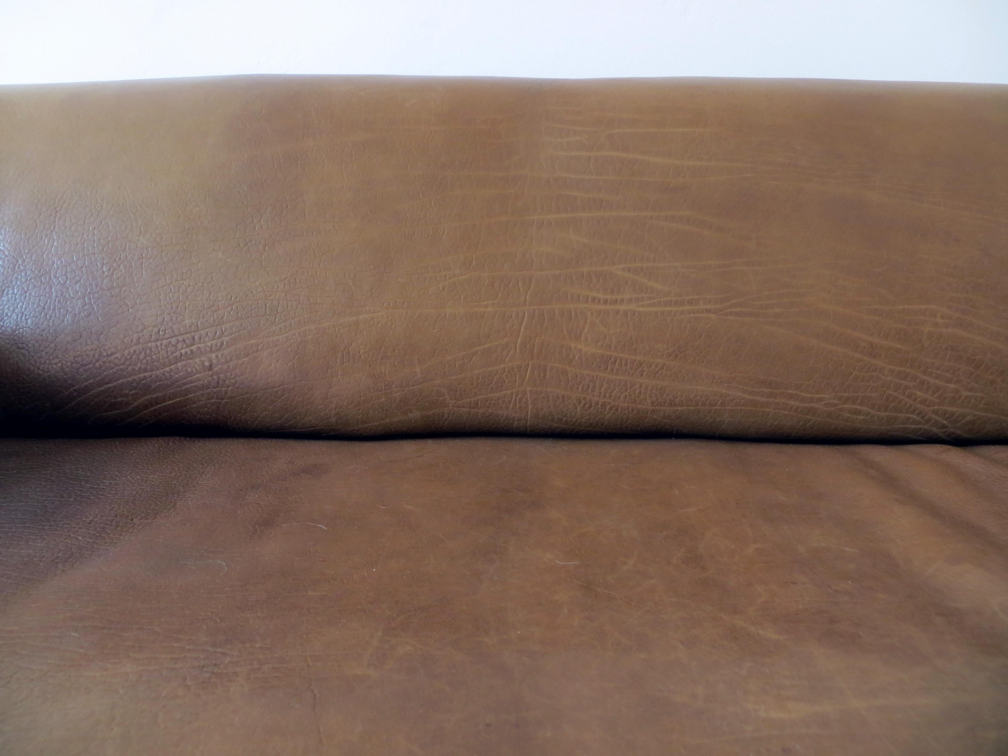 De Sede DS-47 Vintage Thick Buffalo Neck-Leather 3-Seat Sofa Chocolate Brown 6