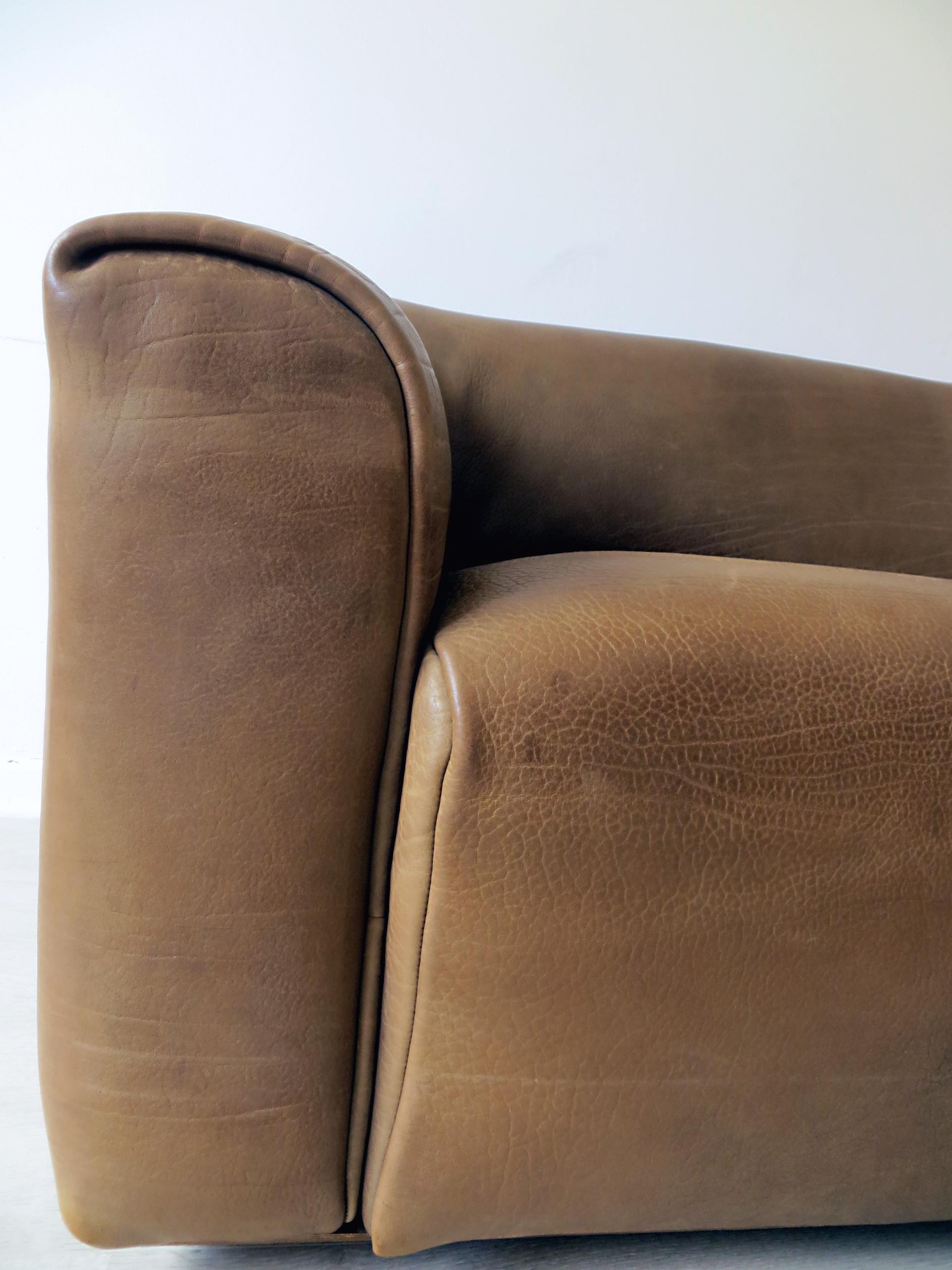 De Sede DS-47 Vintage Thick Buffalo Neck-Leather 3-Seat Sofa Chocolate Brown (Ende des 20. Jahrhunderts)
