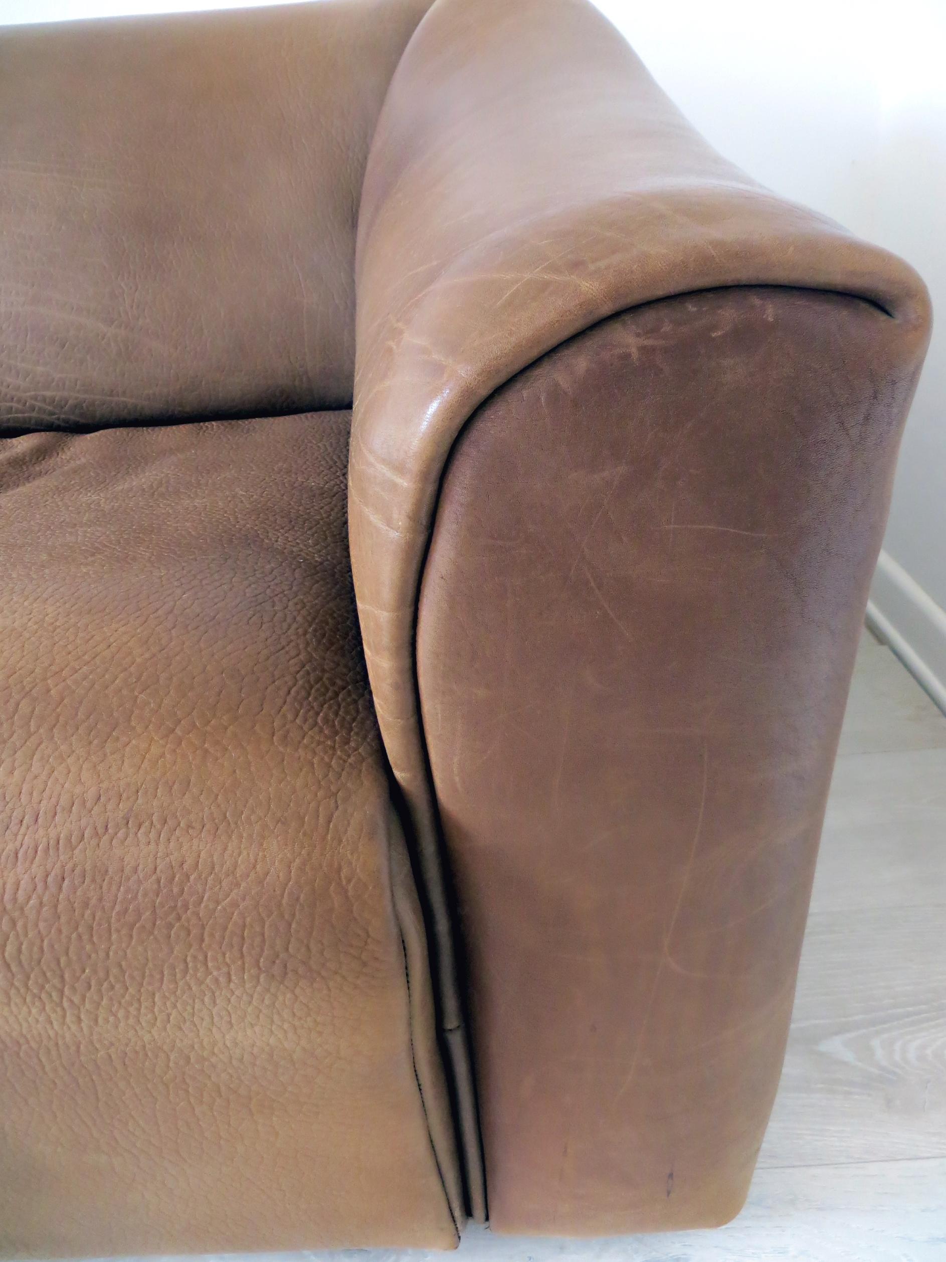De Sede DS-47 Vintage Thick Buffalo Neck-Leather 3-Seat Sofa Chocolate Brown (Leder)
