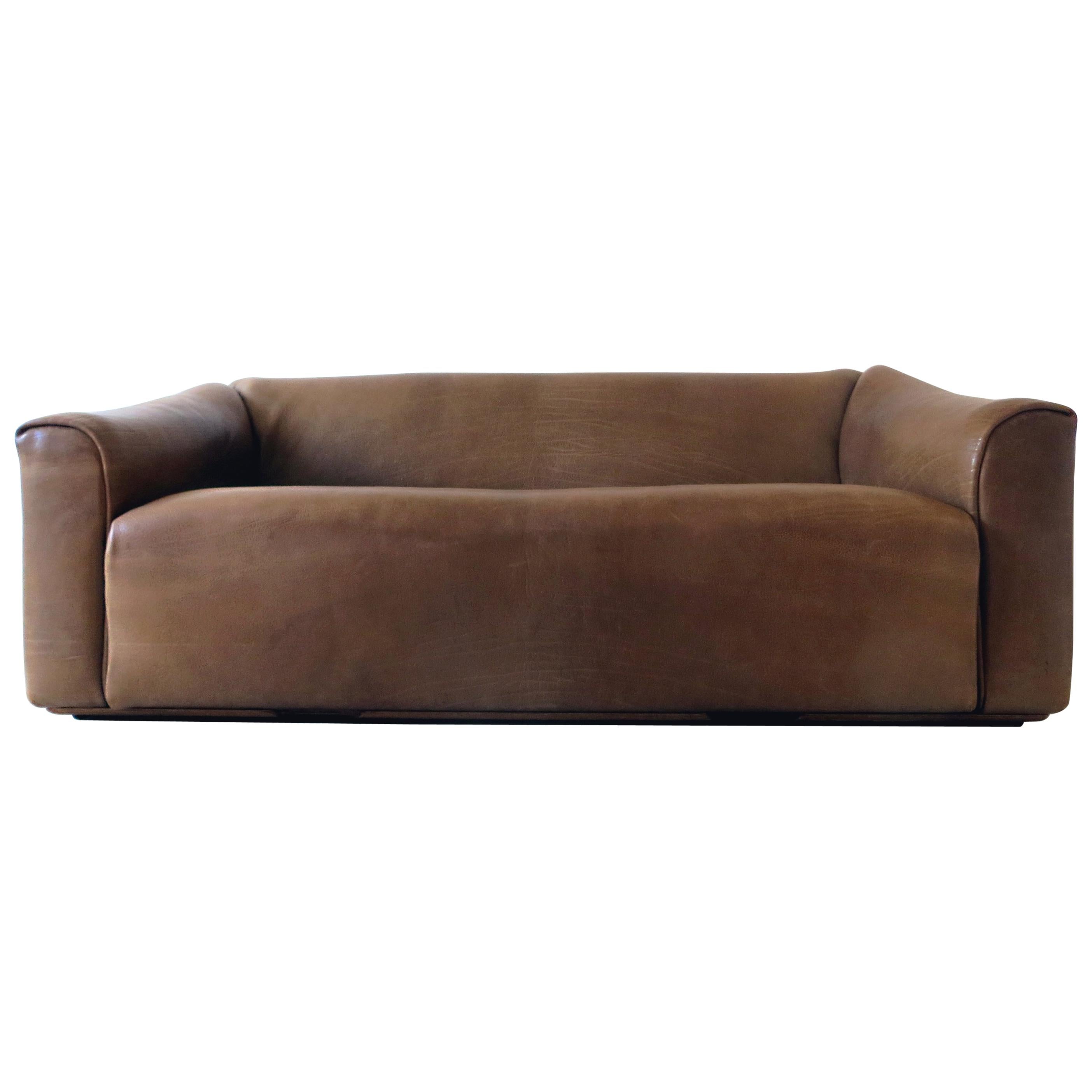 De Sede DS-47 Vintage Thick Buffalo Neck-Leather 3-Seat Sofa Chocolate Brown