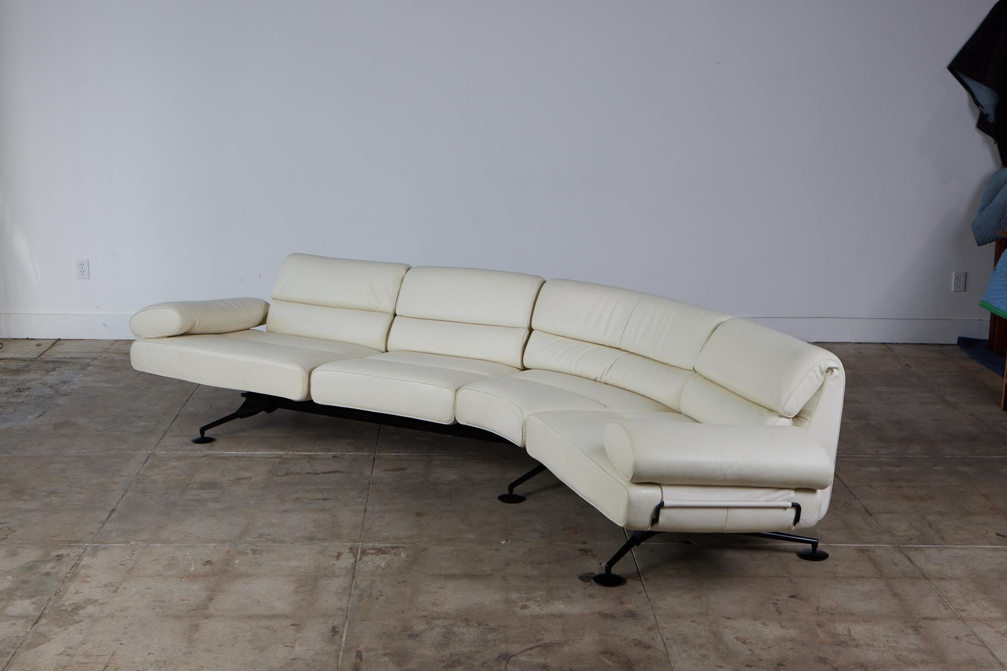 cream leather sectional