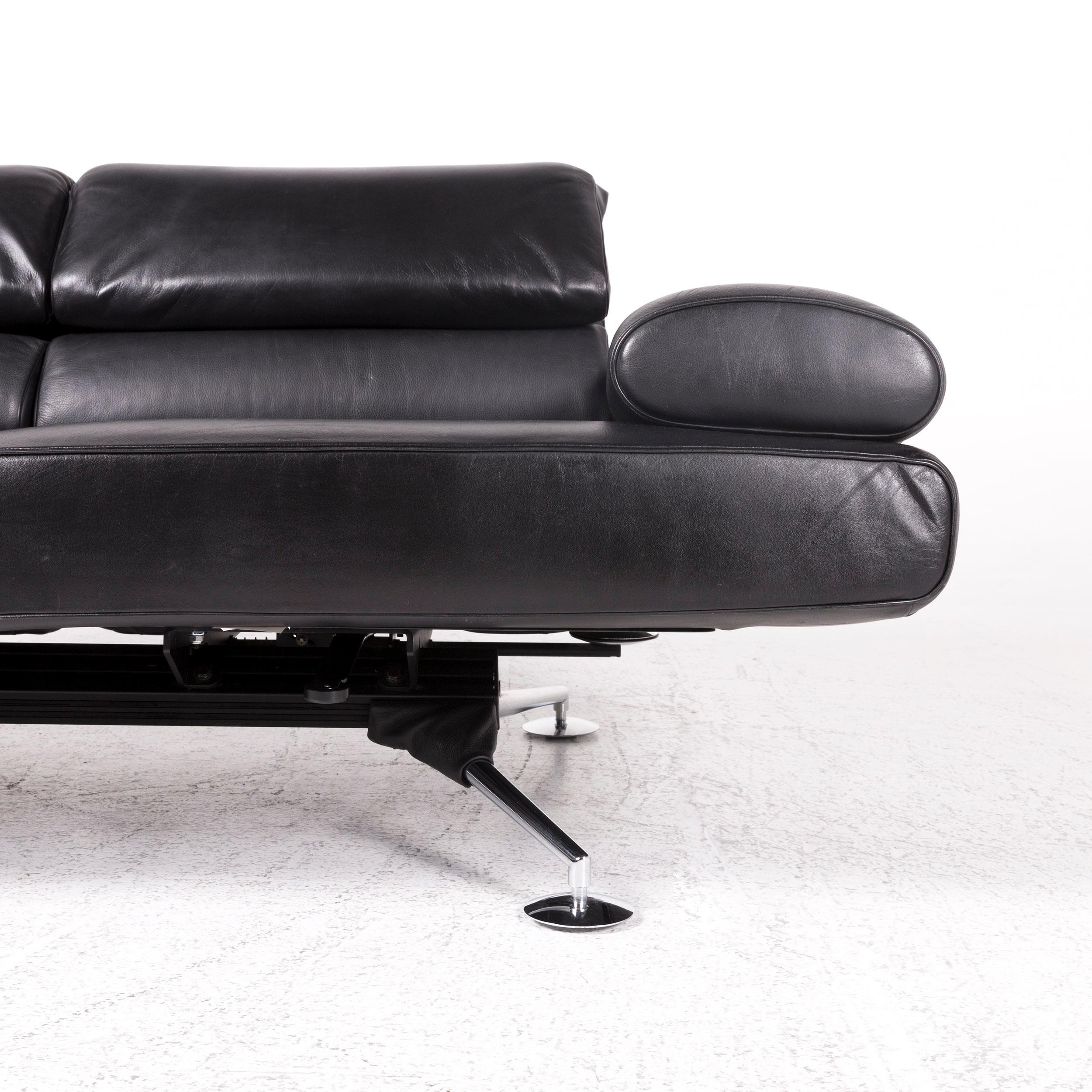 De Sede Canapé en cuir noir à deux places avec pochette Realx Function DS 470 en vente 9