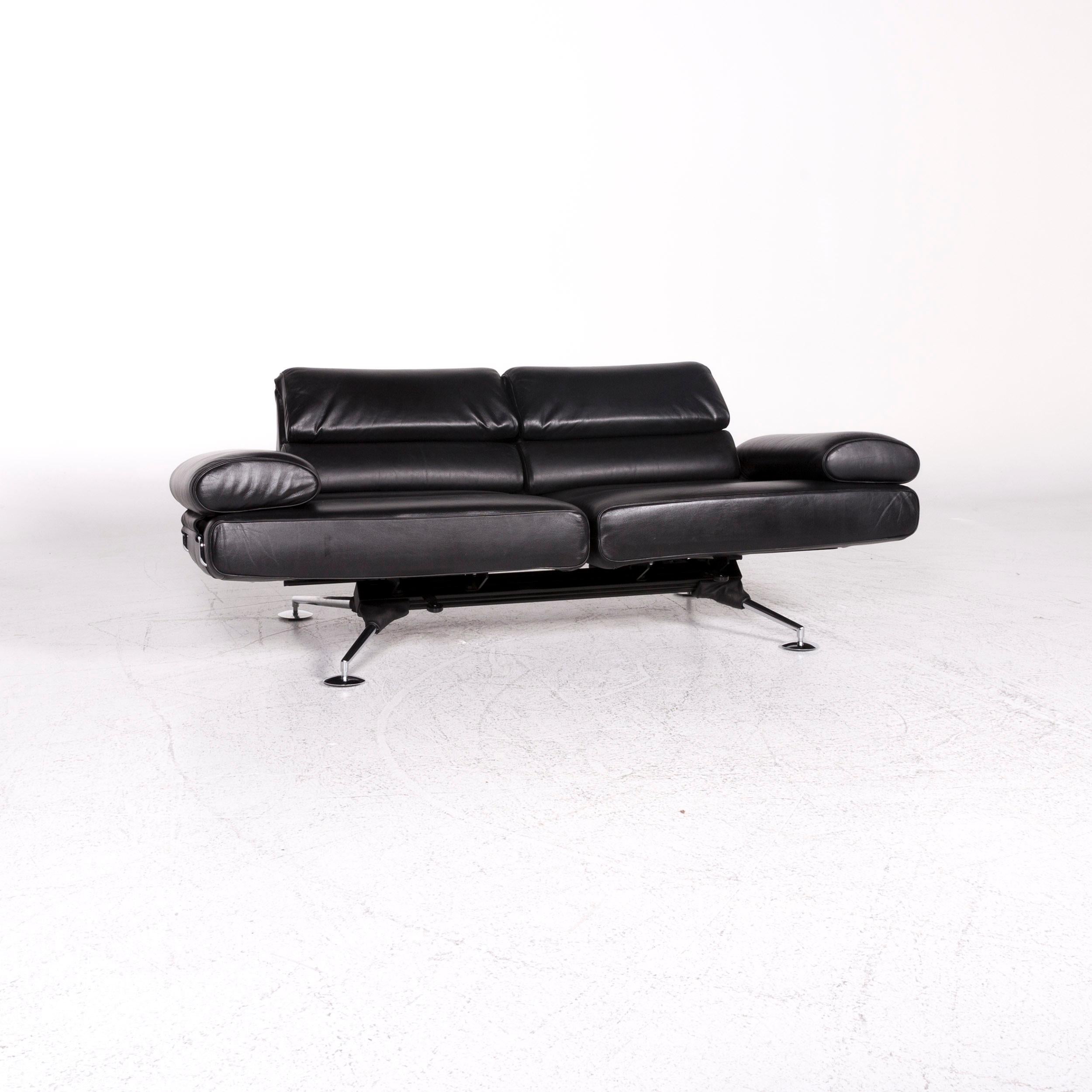 Moderne De Sede Canapé en cuir noir à deux places avec pochette Realx Function DS 470 en vente