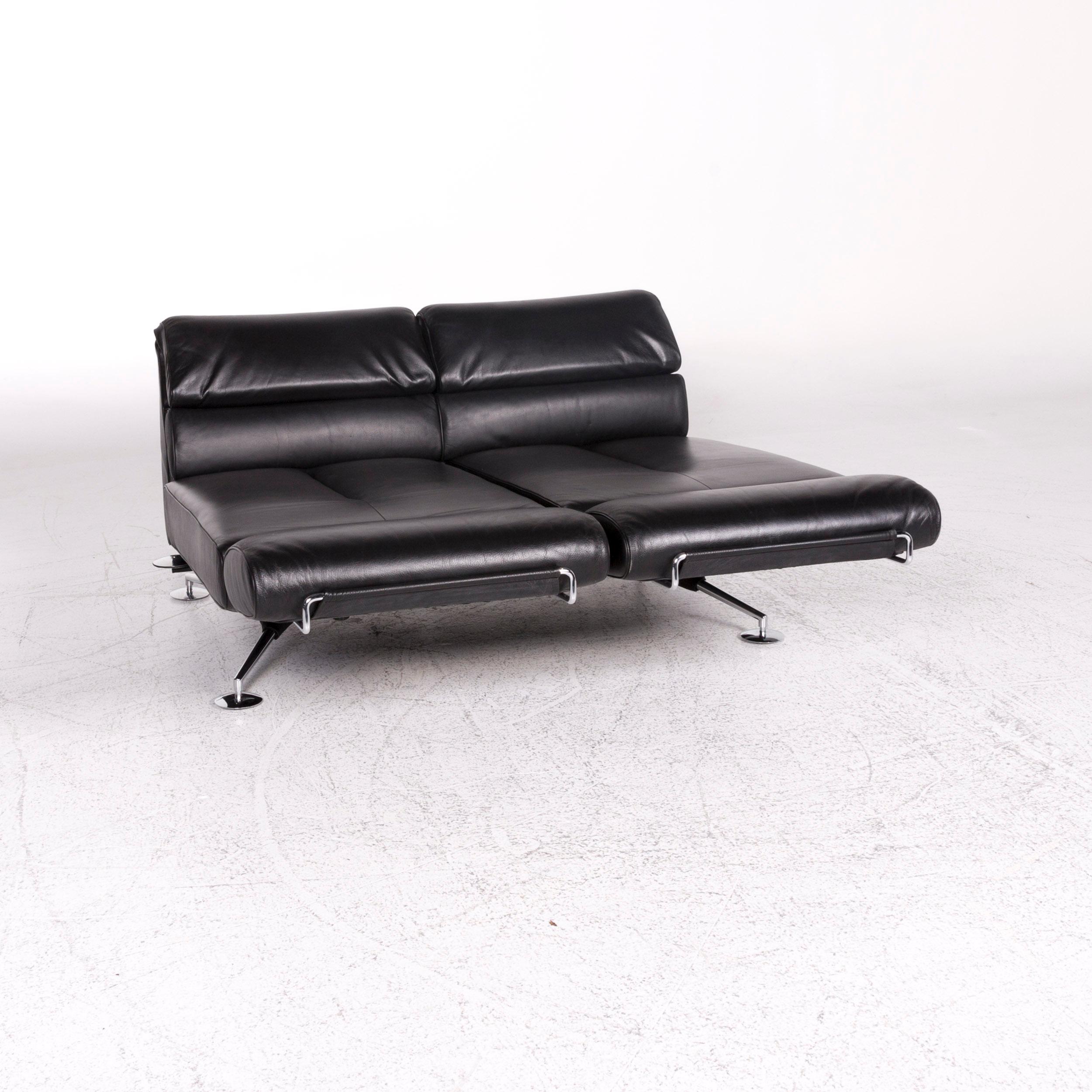 De Sede Canapé en cuir noir à deux places avec pochette Realx Function DS 470 Bon état - En vente à Cologne, DE