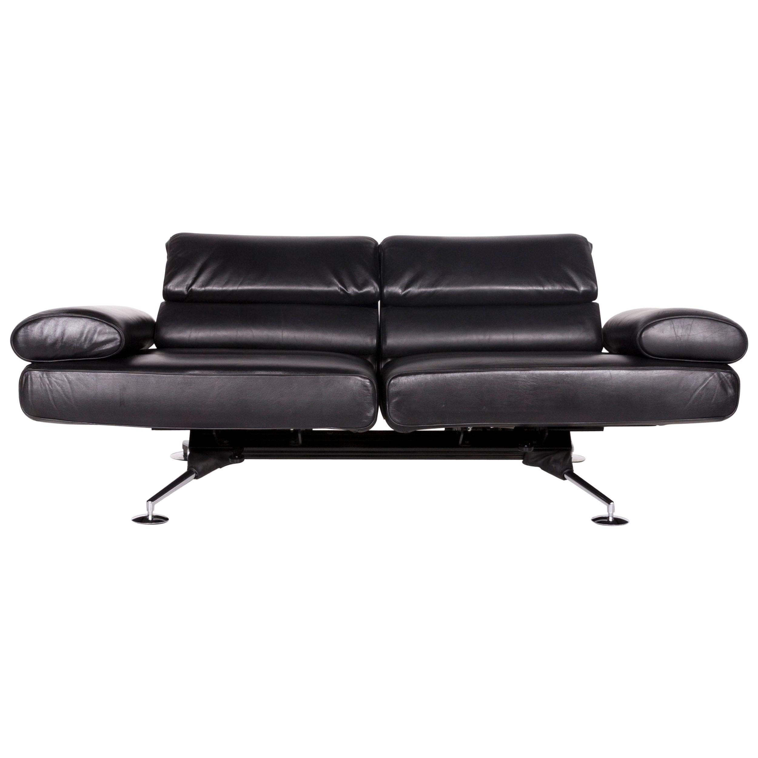 De Sede Canapé en cuir noir à deux places avec pochette Realx Function DS 470 en vente